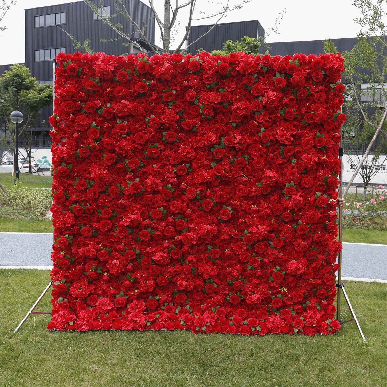 Aliflowers Red Rose with Hydrangea 3D Flower Wall Decor for Display Party Stage Prop ALFWL060 - Ali Flowers