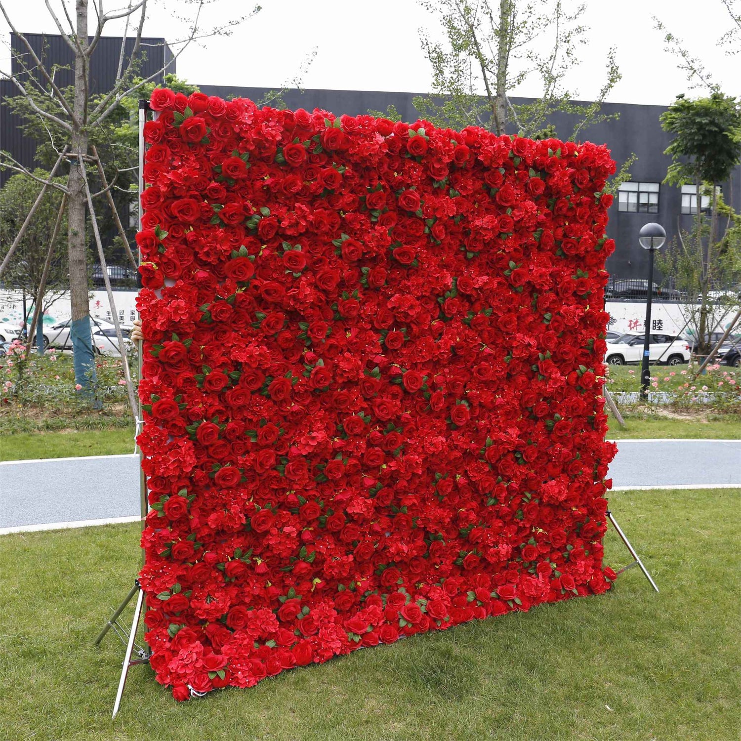 Aliflowers Red Rose with Hydrangea 3D Flower Wall Decor for Display Party Stage Prop ALFWL060 - Ali Flowers