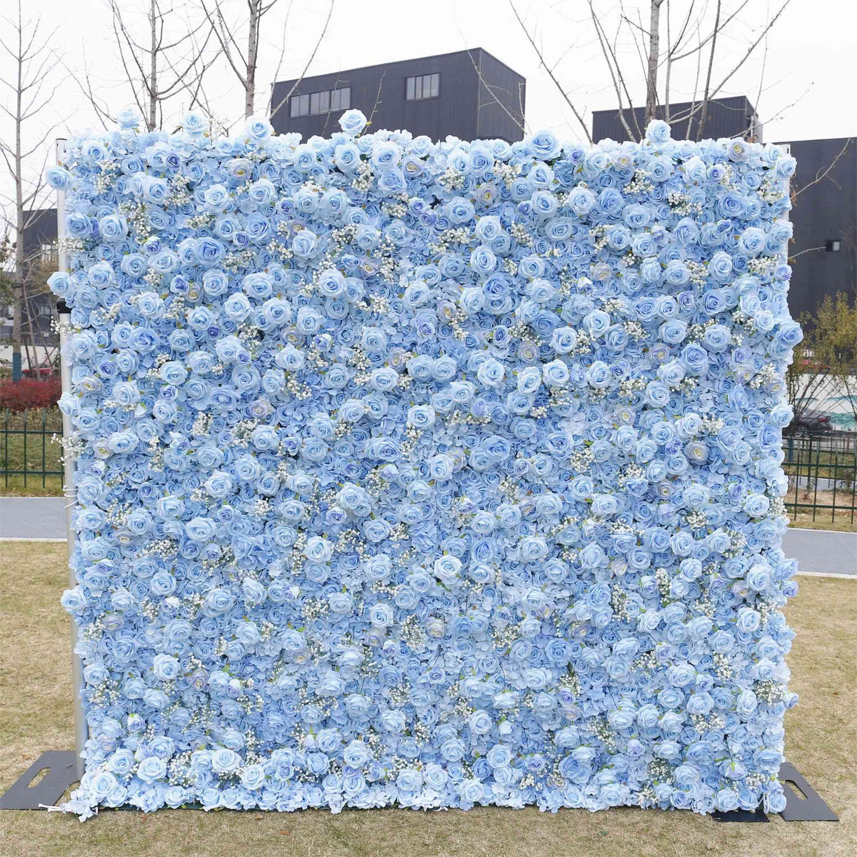 Aliflowers Blue Rose with Baby Breath Artificial Flower Wall Decor ALFWL095 - Ali Flowers