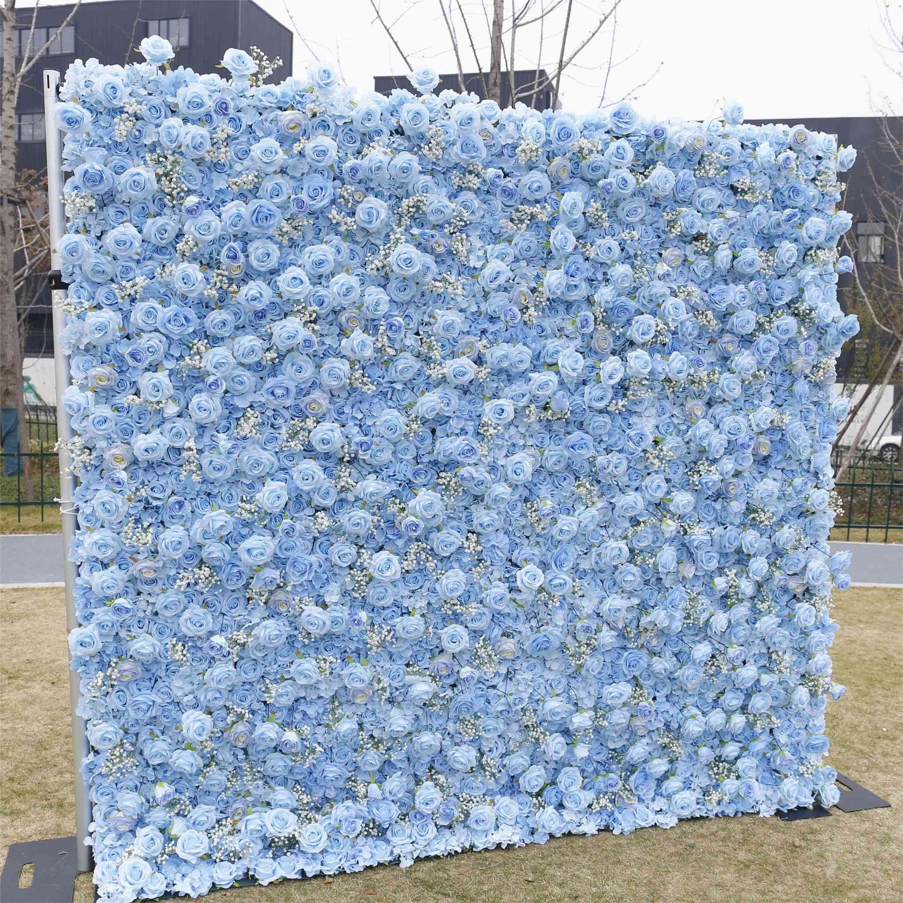 Aliflowers Blue Rose with Baby Breath Artificial Flower Wall Decor ALFWL095 - Ali Flowers