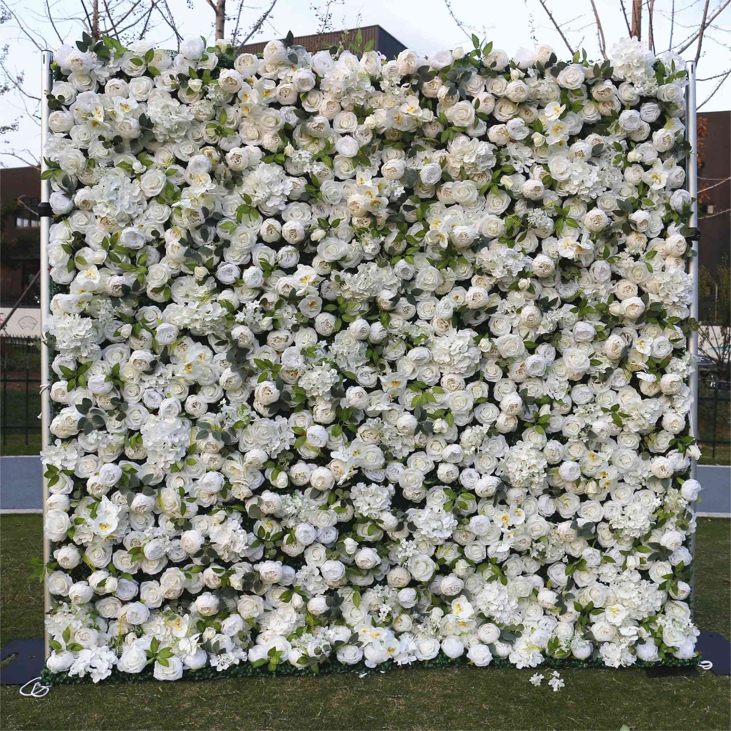 White Peony with Leaves Artificial flower for Wedding 3D Flower Wall ALFWL033 - Ali Flowers