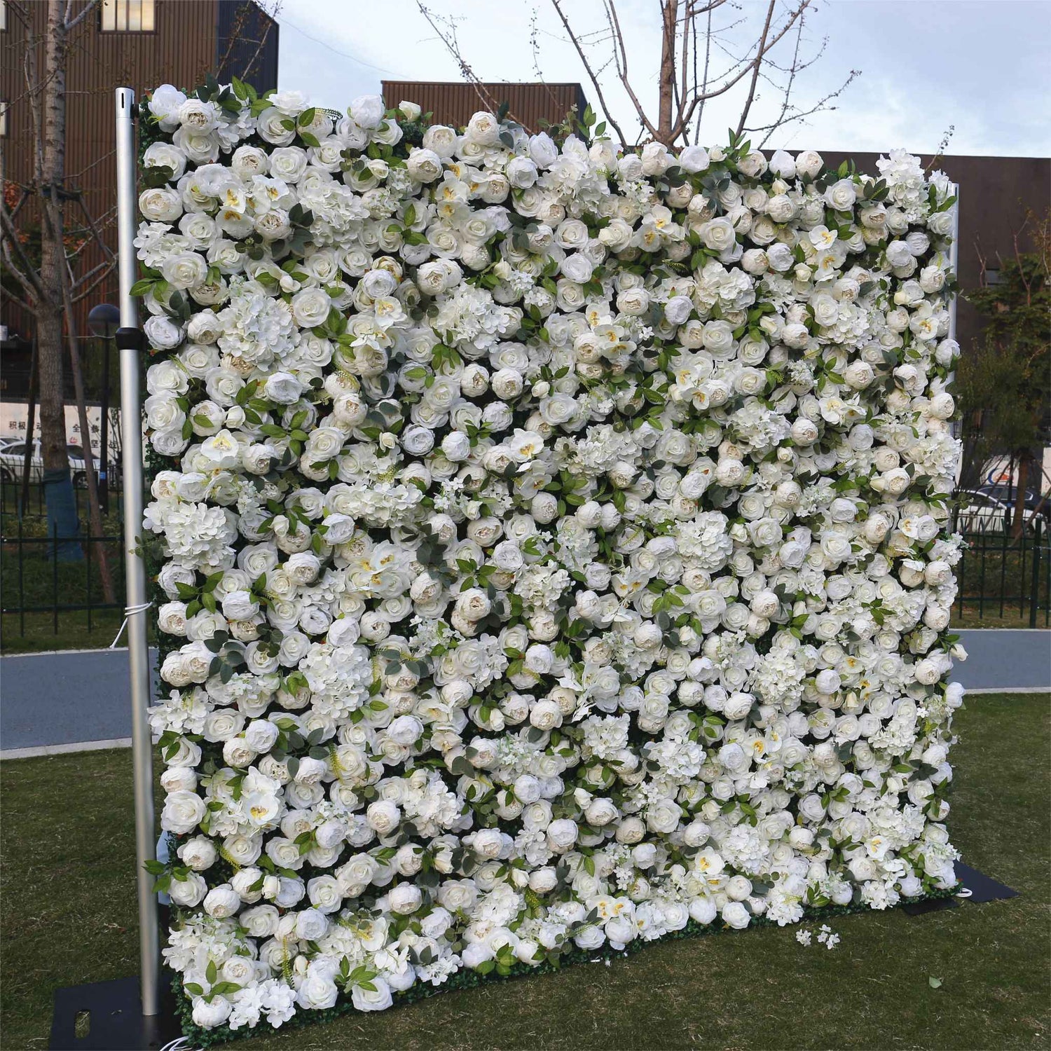 White Peony with Leaves Artificial flower for Wedding 3D Flower Wall ALFWL033 - Ali Flowers