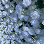 Ali Flowers White Artificial Rose Flower Wall with Simulated Green Plants for Wedding Party Banquet Decoration ALFWL013 - Ali Flowers