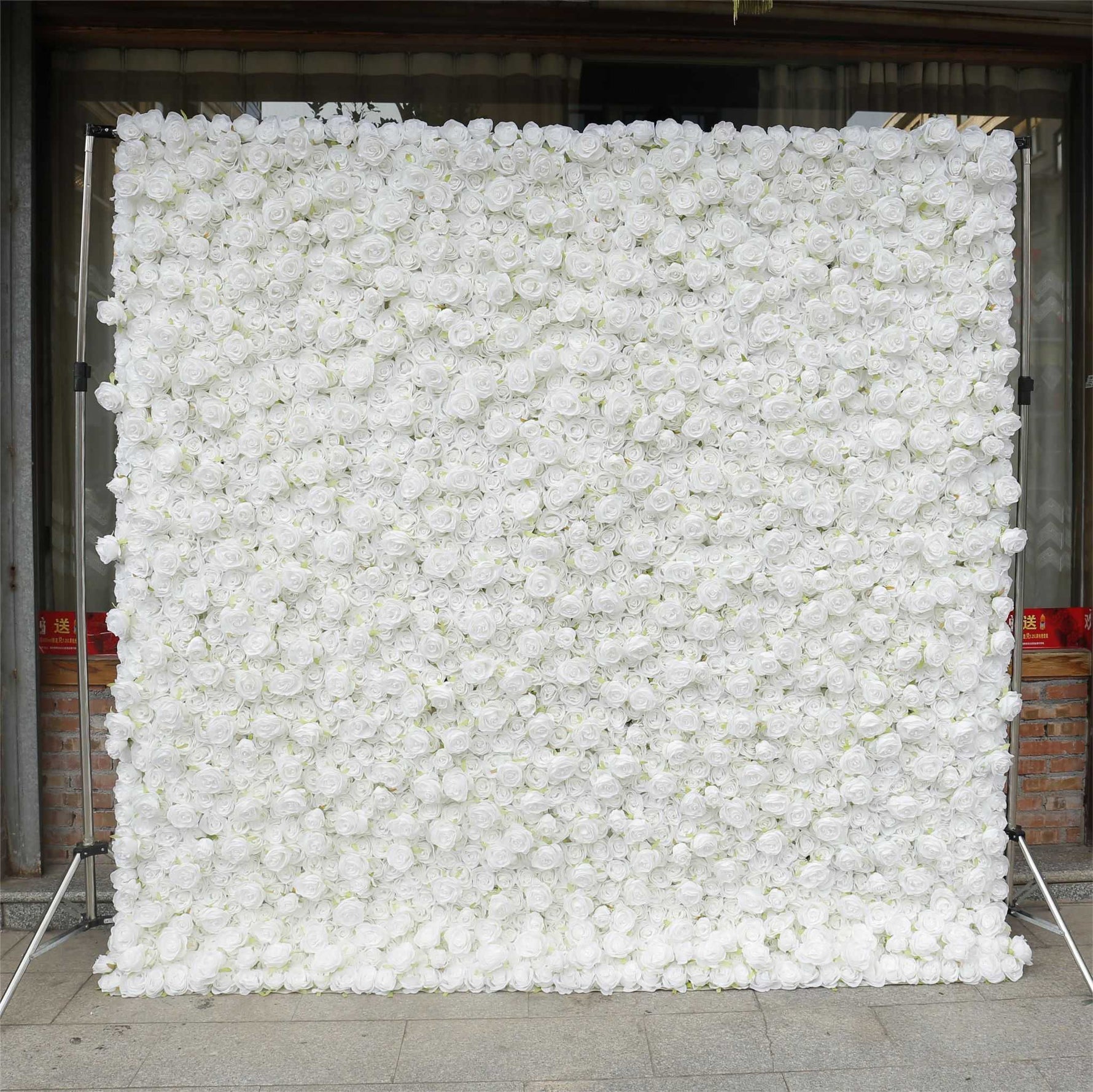 Aliflowers 3D Customize Roll Up Cloth White Floral Wall Wedding Backdrop wall ALFWL069 - Ali Flowers