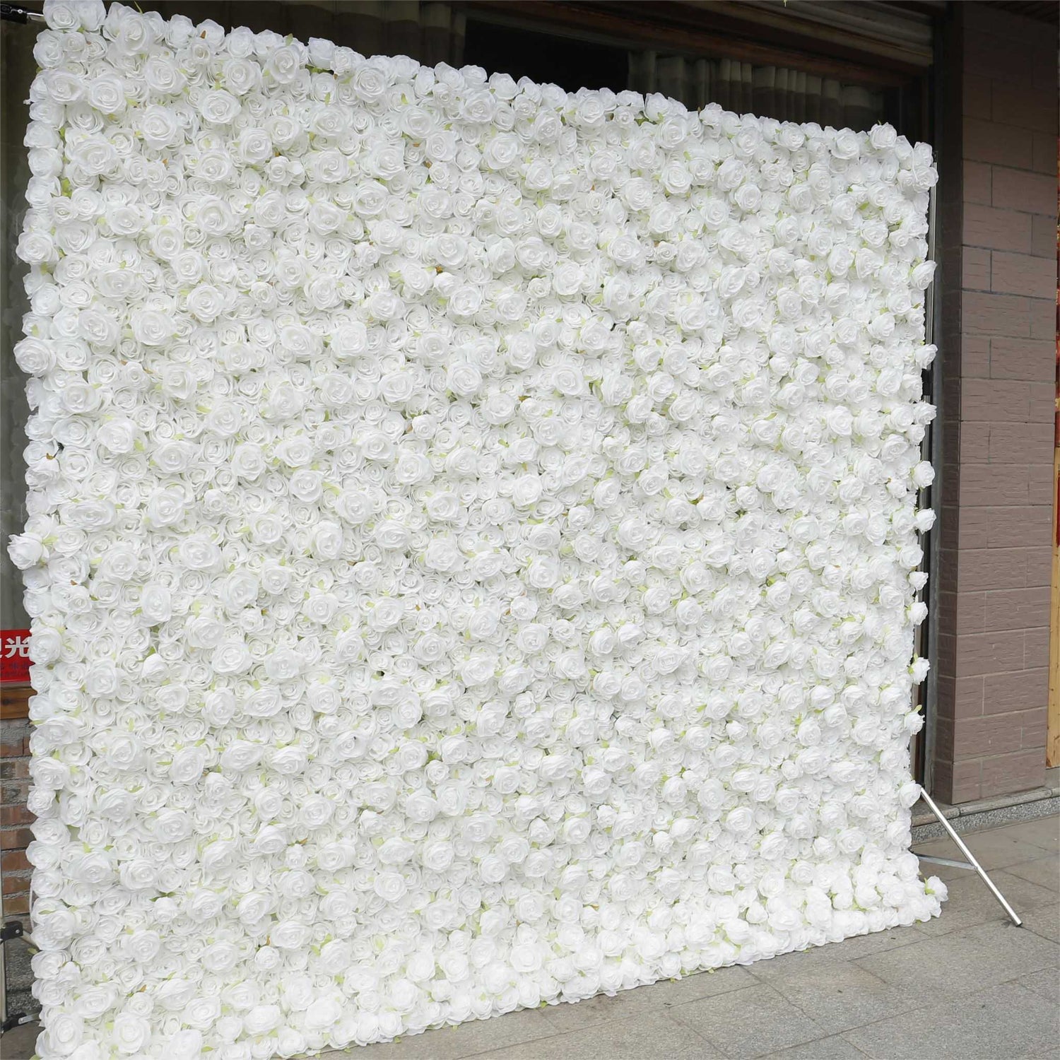 Aliflowers 3D Customize Roll Up Cloth White Floral Wall Wedding Backdrop wall ALFWL069 - Ali Flowers