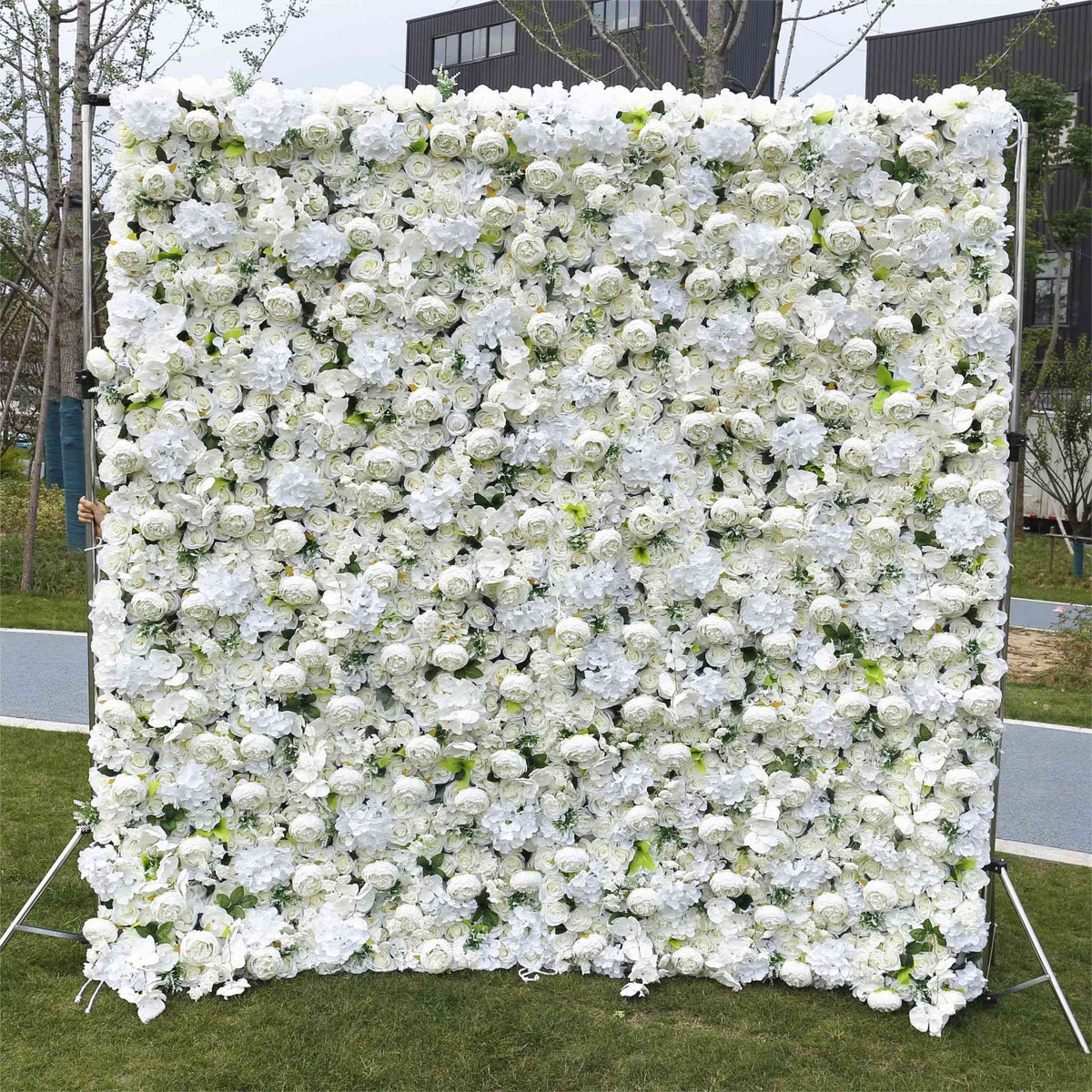 Aliflowers 5D Cream Peony Synthetic Flower Wall Outdoor Events ALFWL052 - Ali Flowers