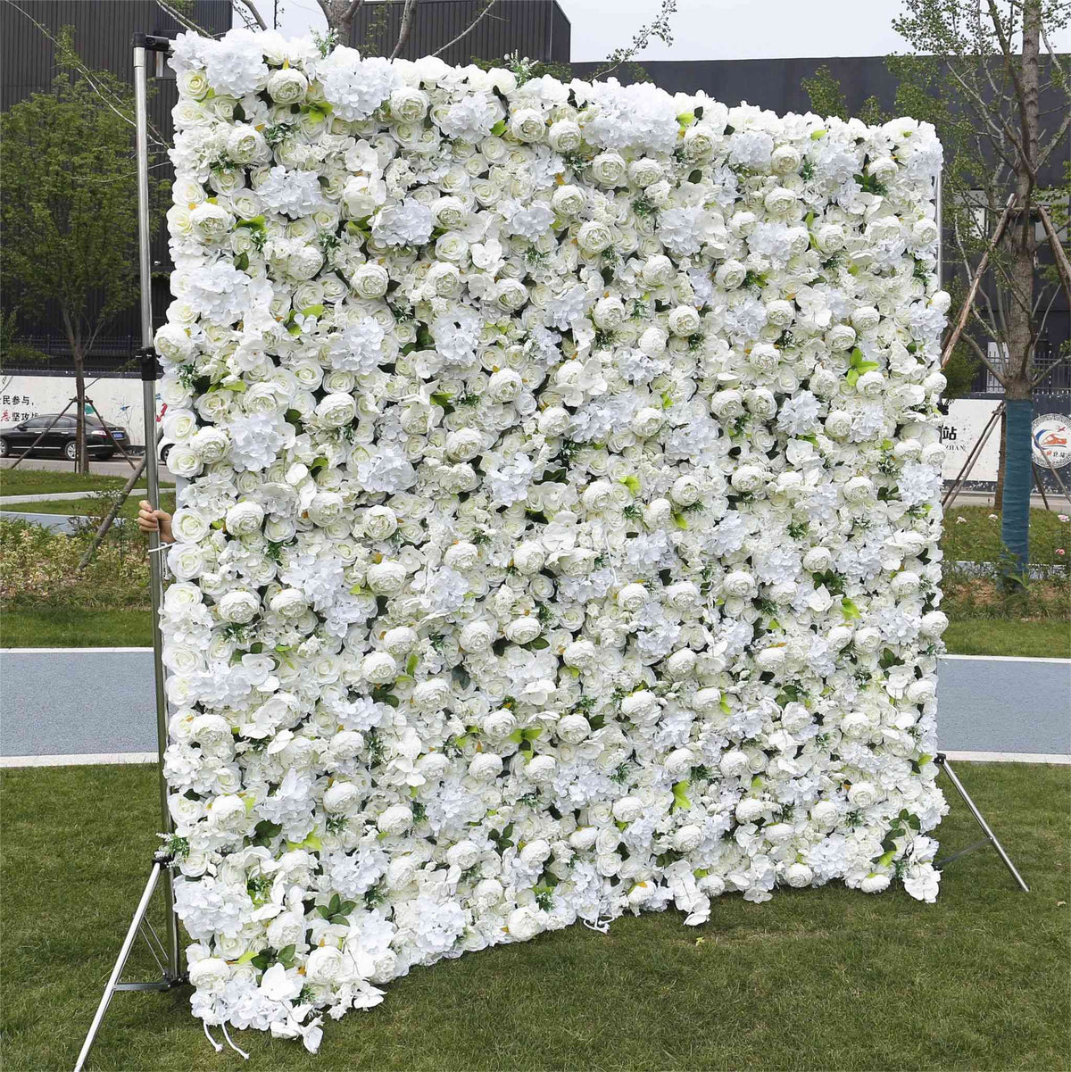 Aliflowers 5D Cream Peony Synthetic Flower Wall Outdoor Events ALFWL052 - Ali Flowers