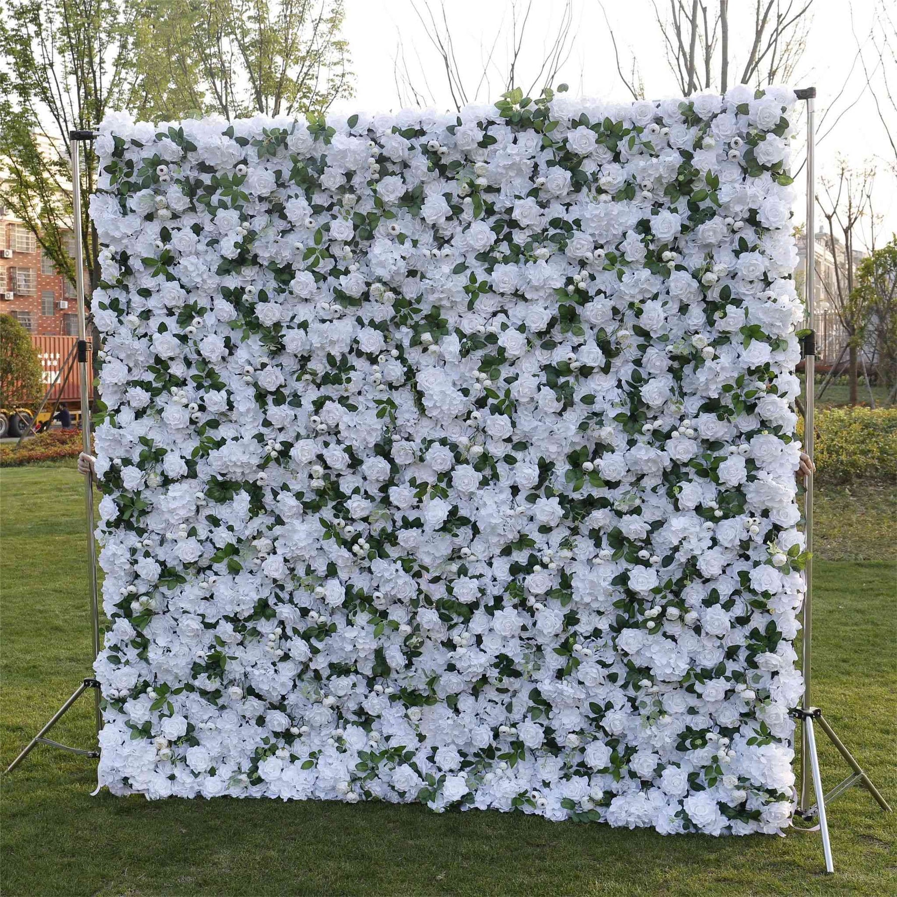 Aliflowers 3D White Rose with Hydrangea Wall and Flowers ALFWL043 - Ali Flowers