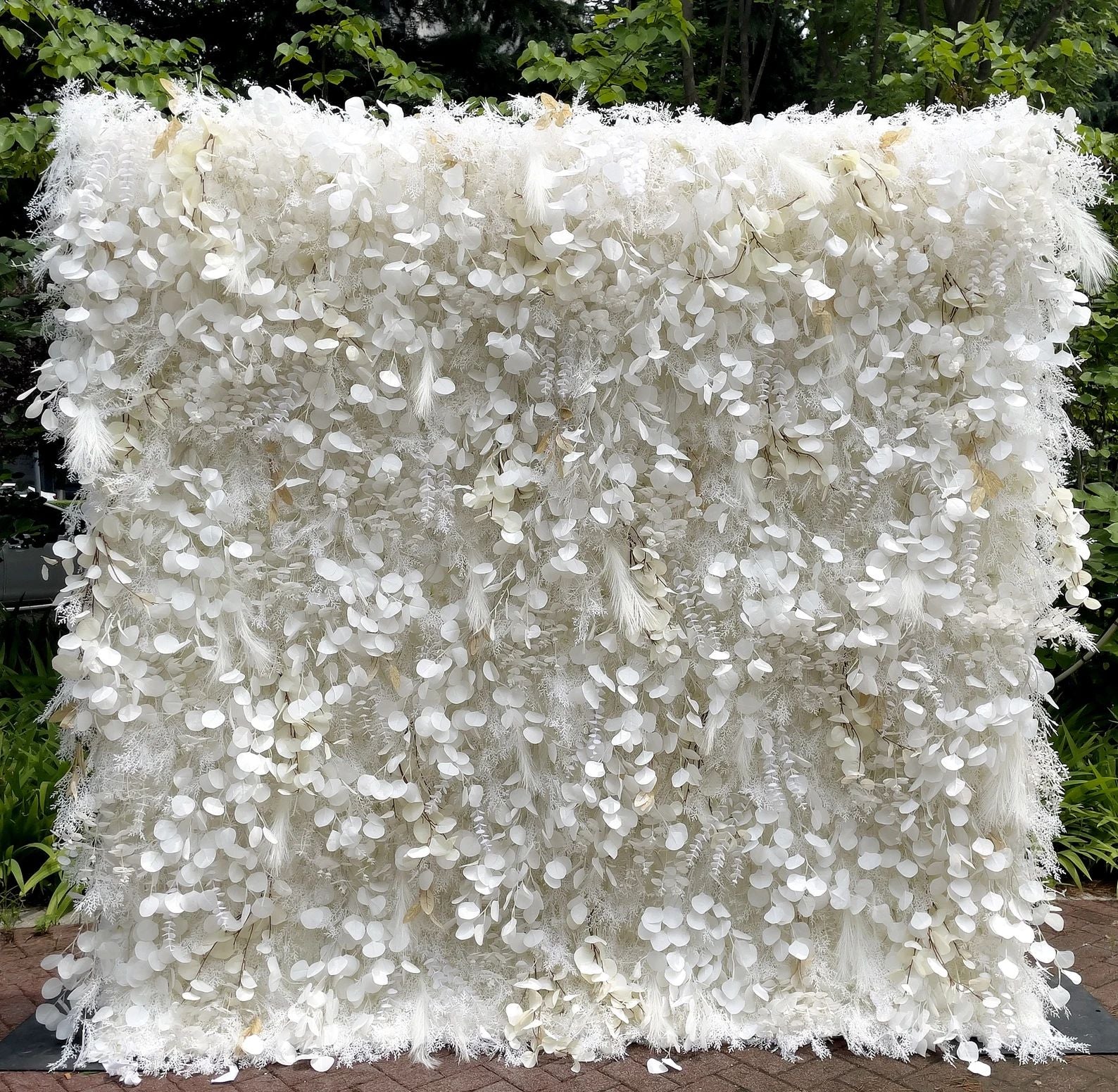 Ali Flowers 3d Misty White Flower Wall Decorative Faux Flower Background for Wedding Party Decration ALFWL003 - Ali Flowers