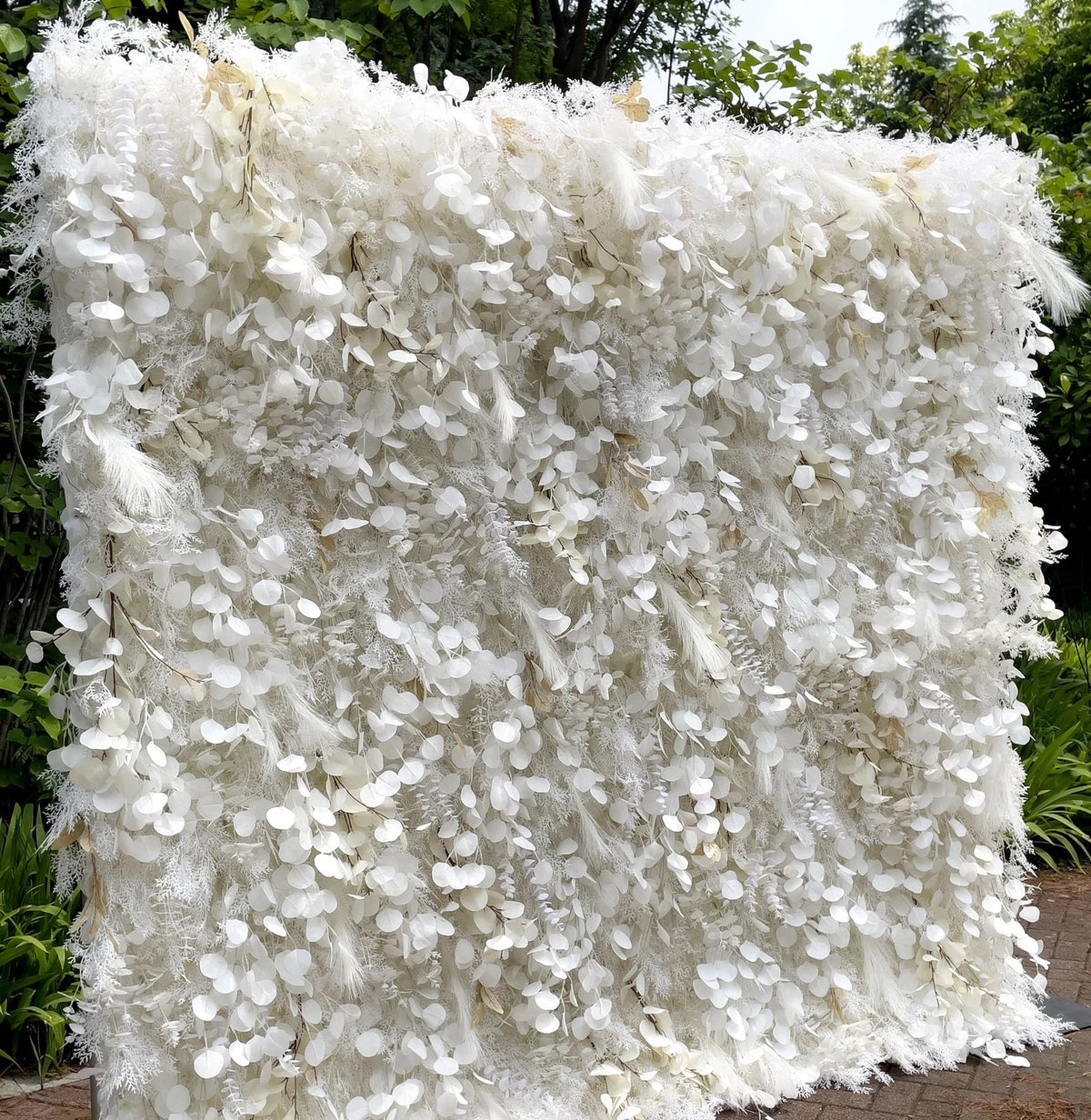 Ali Flowers 3d Misty White Flower Wall Decorative Faux Flower Background for Wedding Party Decration ALFWL003 - Ali Flowers