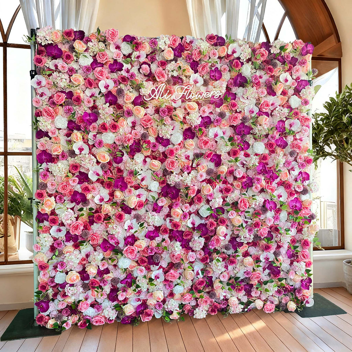 Ali Flowers 3D Colorful Pink Rose Wedding Flower Wall for Event Decoration