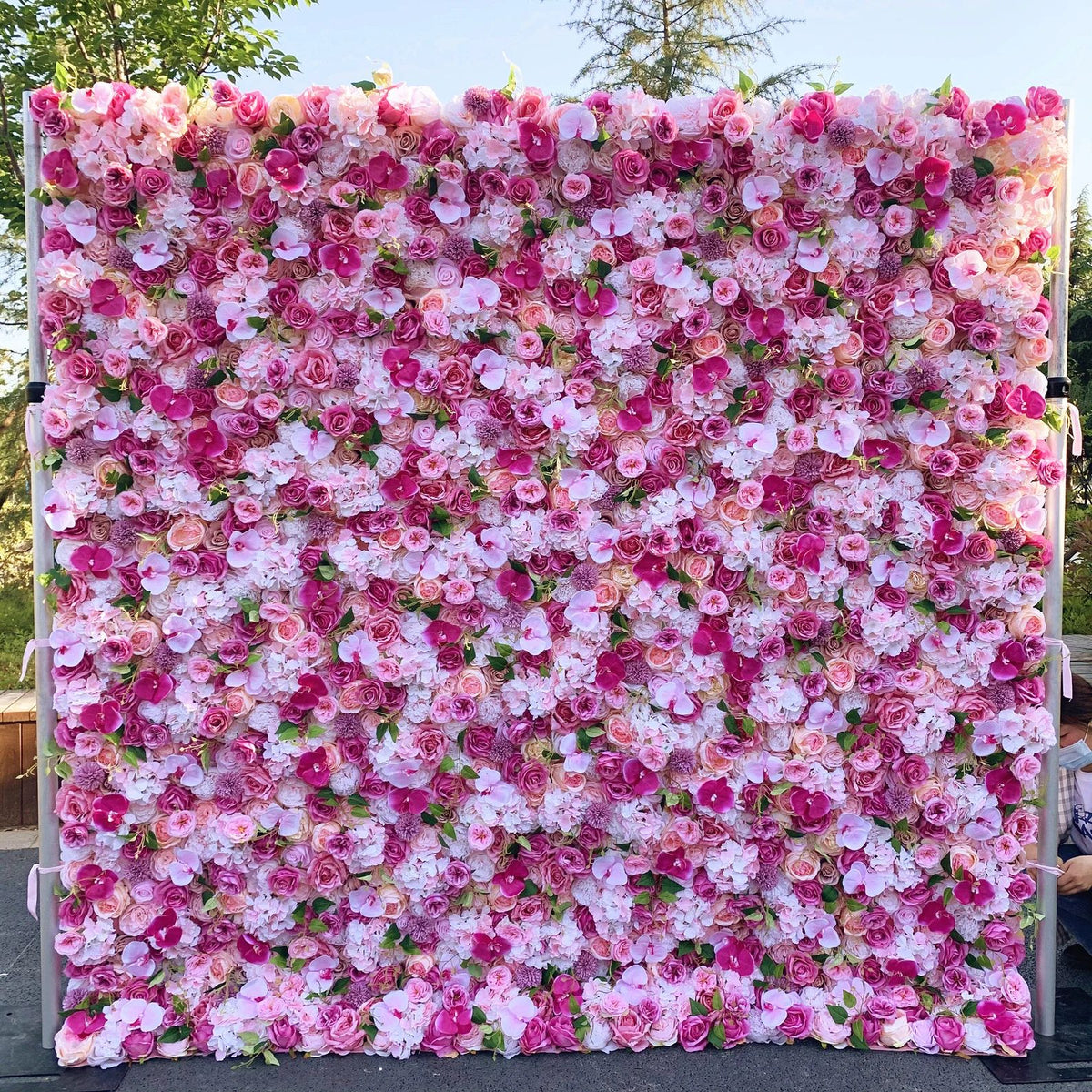 Ali Flowers 3D Colorful Pink Rose Wedding Flower Wall for Event Decoration ALFWL006 - Ali Flowers