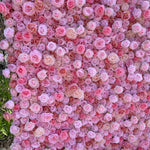 Ali Flowers 3D Artificial Silk Roll Up Cloth Flower Row Wall Pink Rose Wedding Backdrop ALFWL007 - Ali Flowers