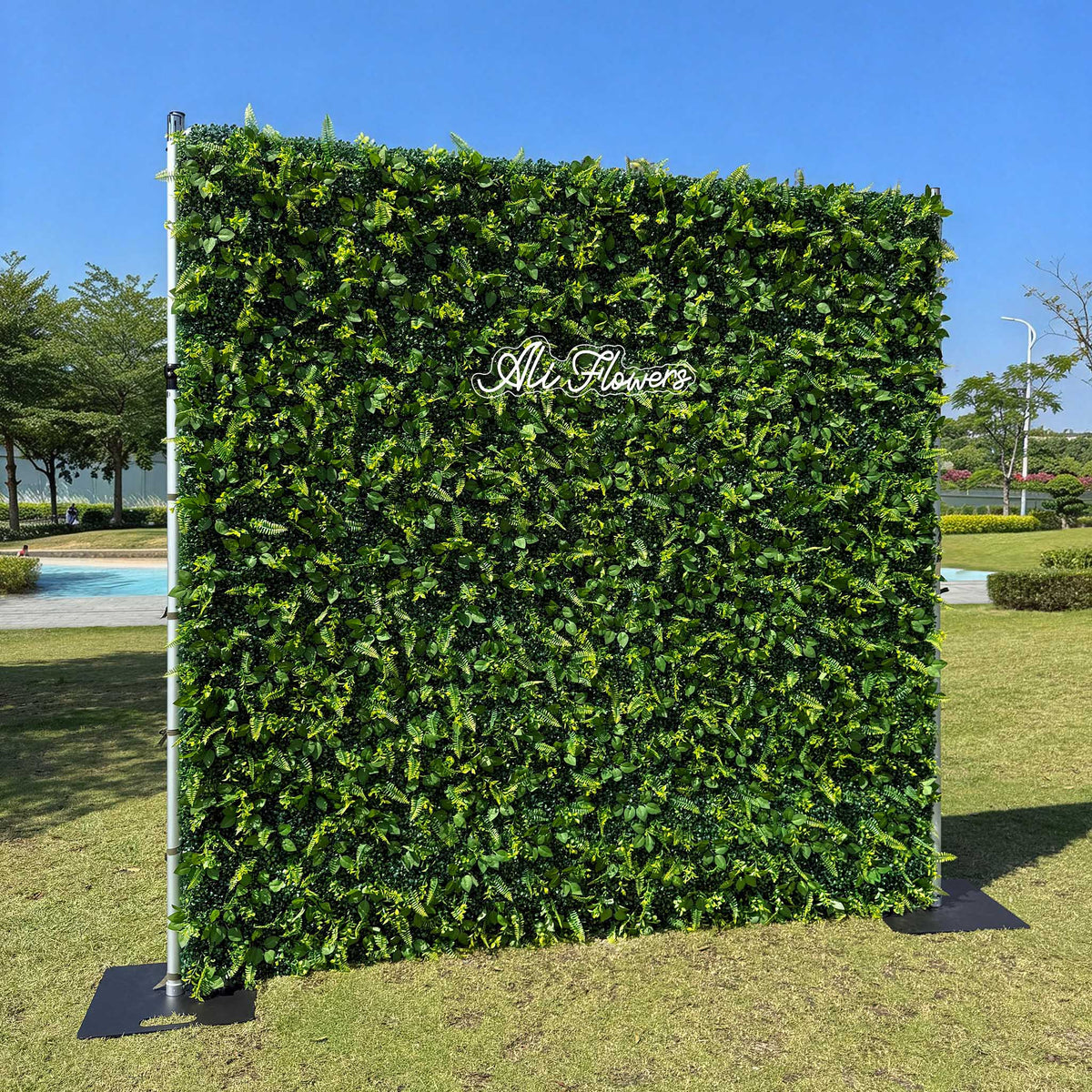 8×8ft 3D Artificial Grass Wall Backdrop for Weddings, Parties & Events - Ali Flowers