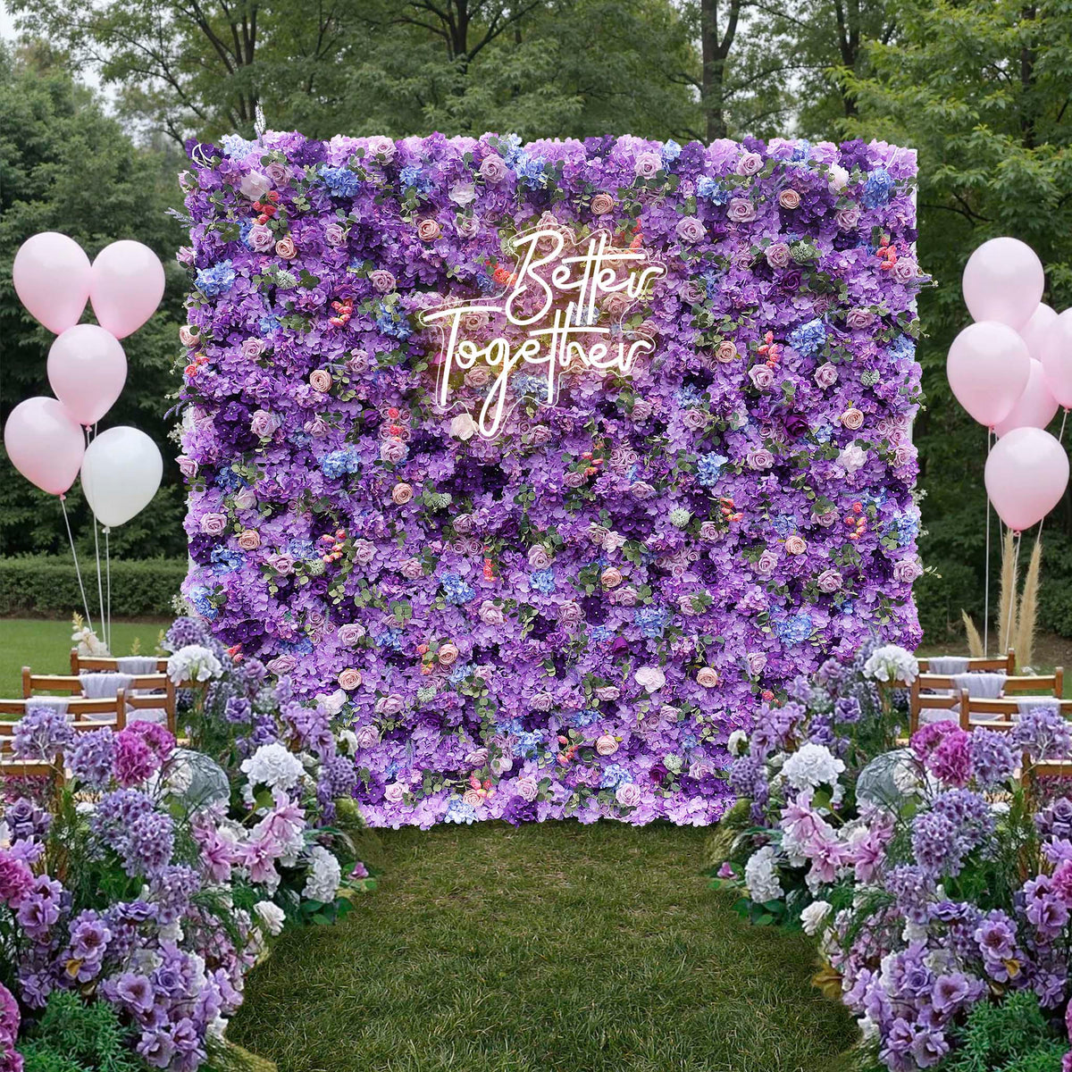 Aliflowers 5D Dark Purple Hydrangea Rose Flower Wall Wedding Backdrop ALFWL082 - Ali Flowers