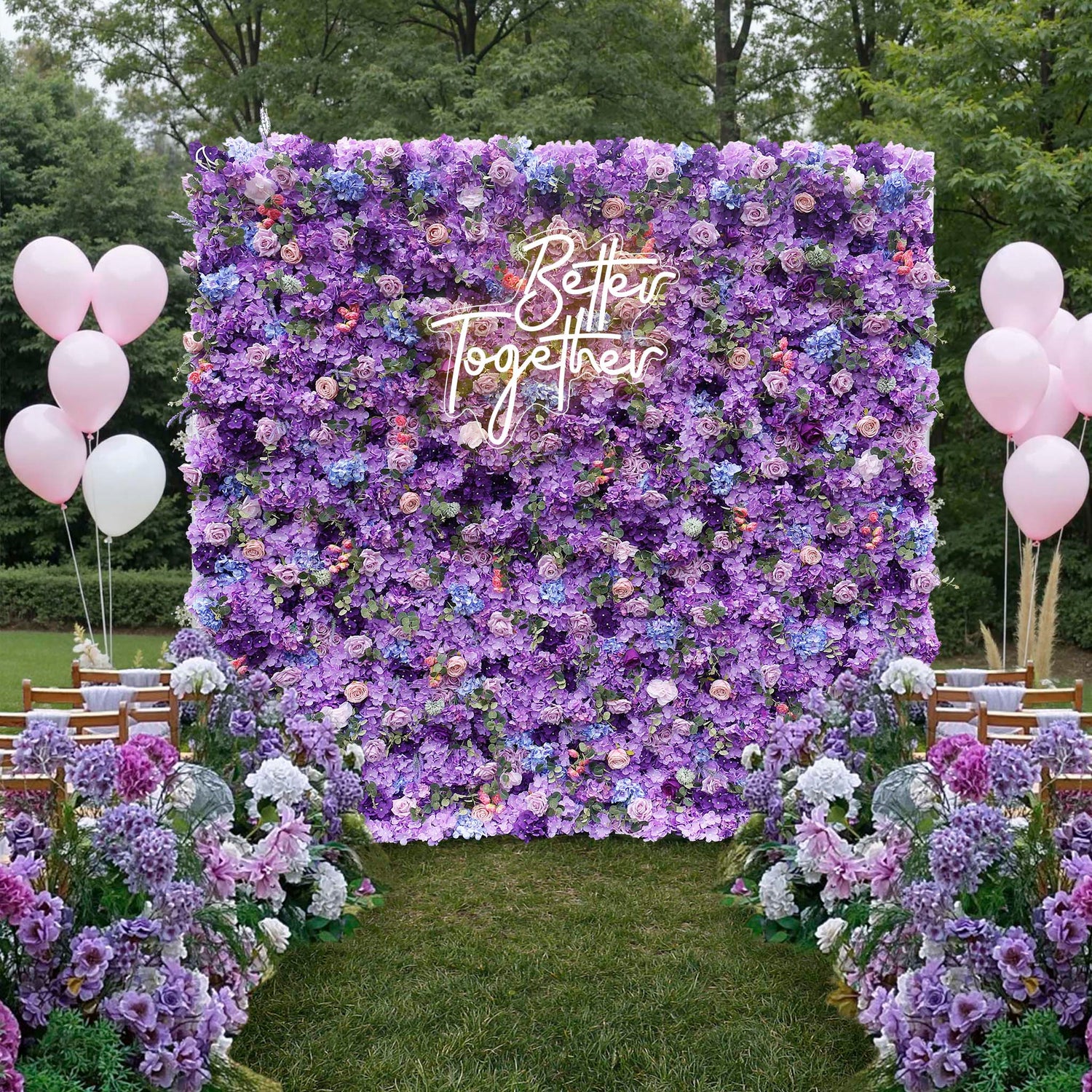 Aliflowers 5D Dark Purple Hydrangea Rose Flower Wall Wedding Backdrop ALFWL082 - Ali Flowers