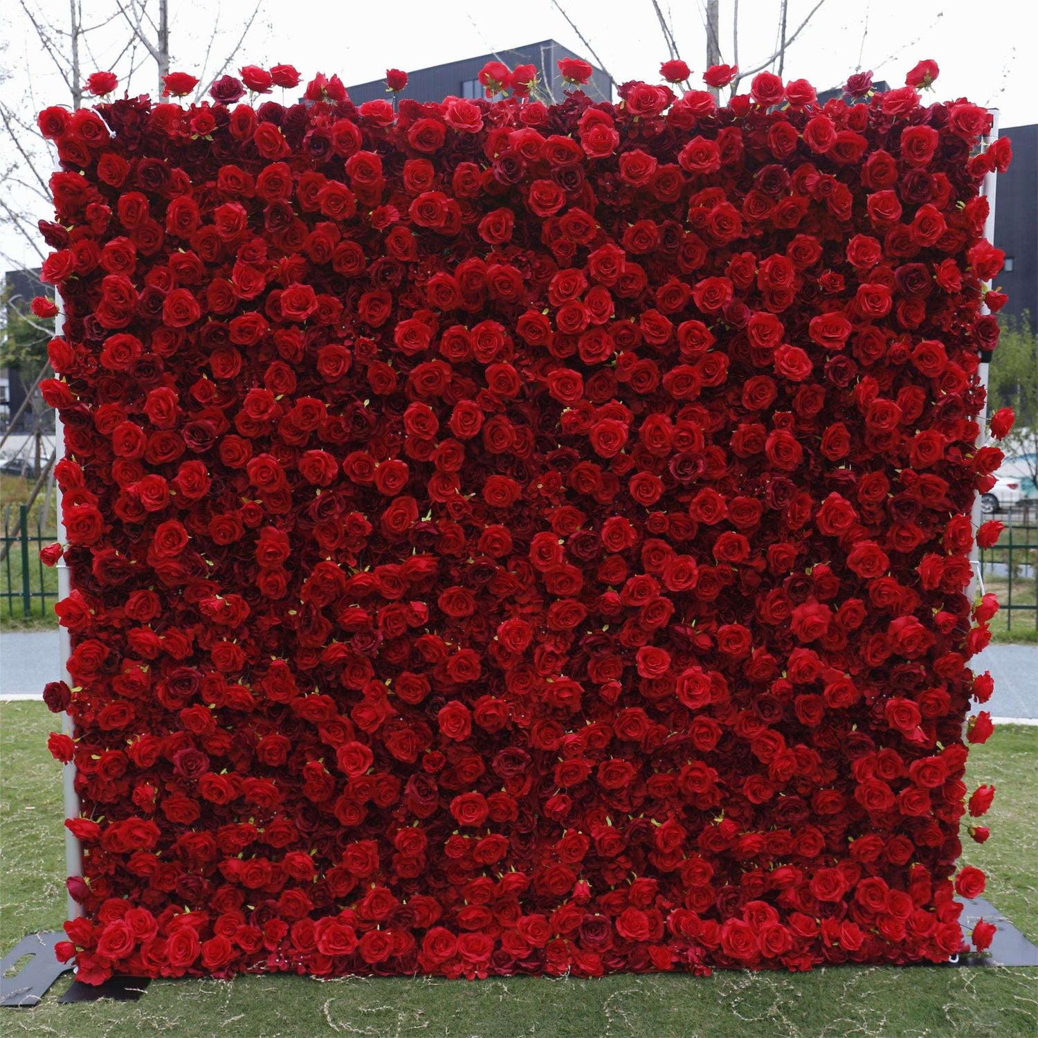 Aliflowers 5D Red Rose Cloth Rolling Up Flower Wall ALFWL027 - Ali Flowers