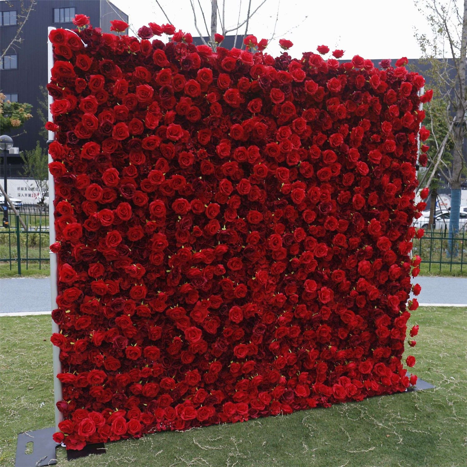 Aliflowers 5D Red Rose Cloth Rolling Up Flower Wall ALFWL027 - Ali Flowers