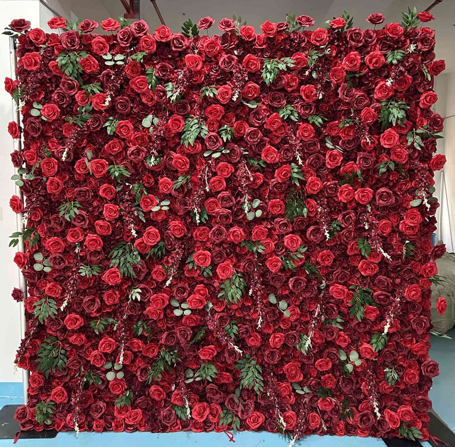 Aliflowers 5D red rose with leaves flower wall for wedding ALFWL030 - Ali Flowers