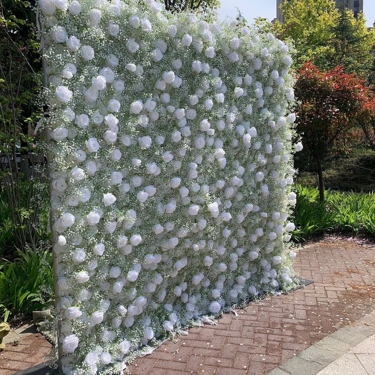 Ali Flowers 5D Babysbreath White Rose Fabric Cloth Flower Wall Backdrop for Wedding Party Events ALFWL026 - Ali Flowers