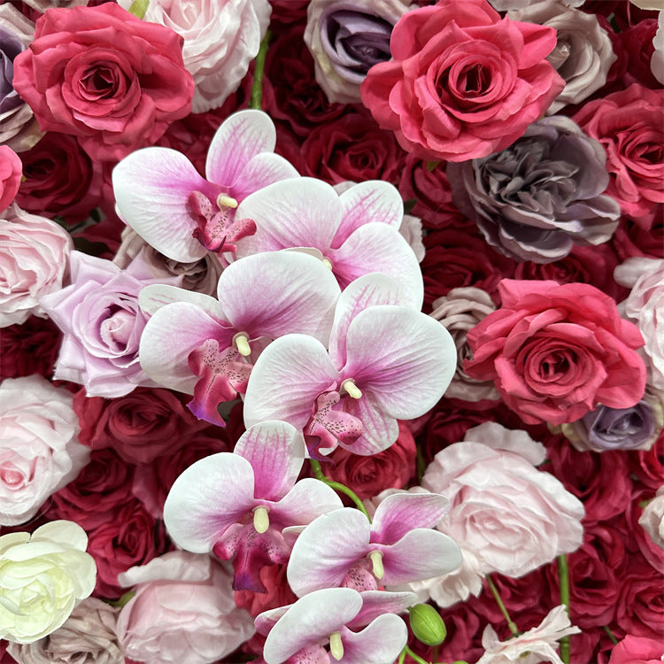 5D Red Rose Wedding Fabric Flower Wall