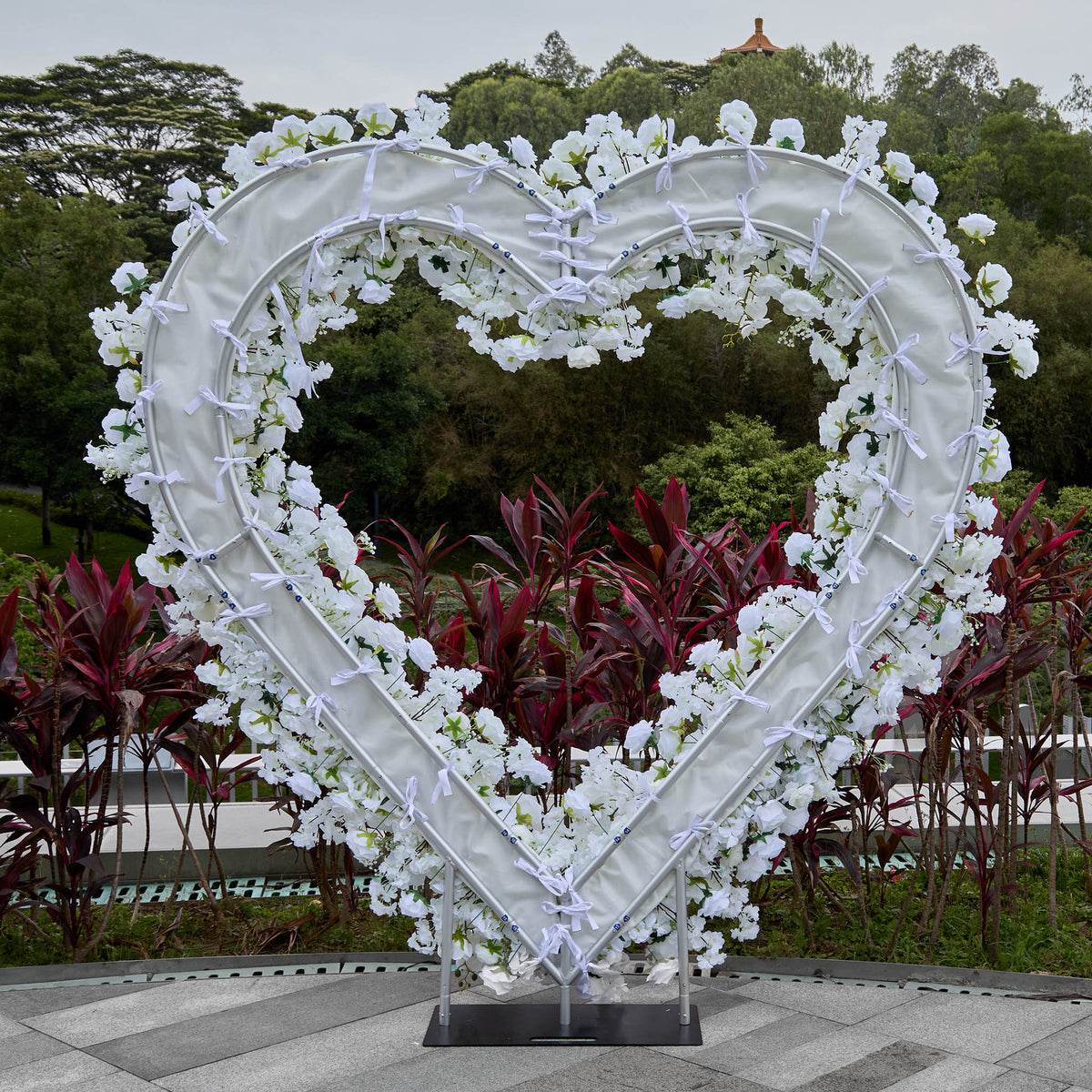 Aliflowers 5D White Rose with Phalaenopsis Orchid Dancing flowers For Wedding Backdrop Arch Frame ALFAH005