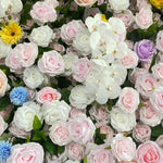 Aliflowers 5D Blue And Pink Rose And Hydrangea Floral Wall Backdrop, Suitable for Wedding Decoration ALFWL199