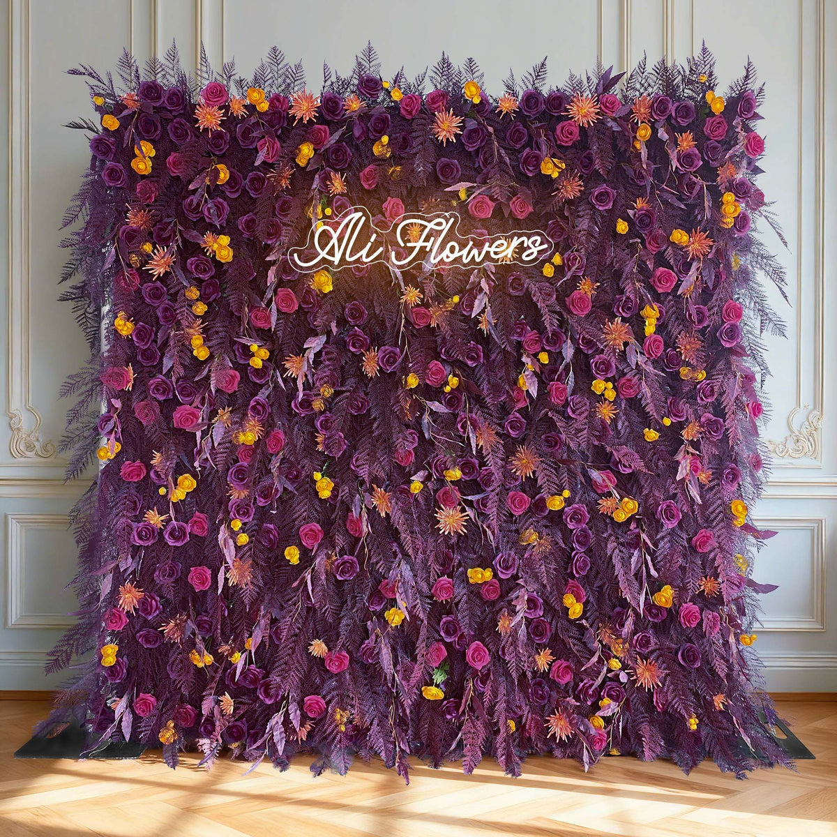 Aliflowers 5D Deep Red Permafrost Rose Wall Roller Fabric Wedding Backdrop ALFWL190