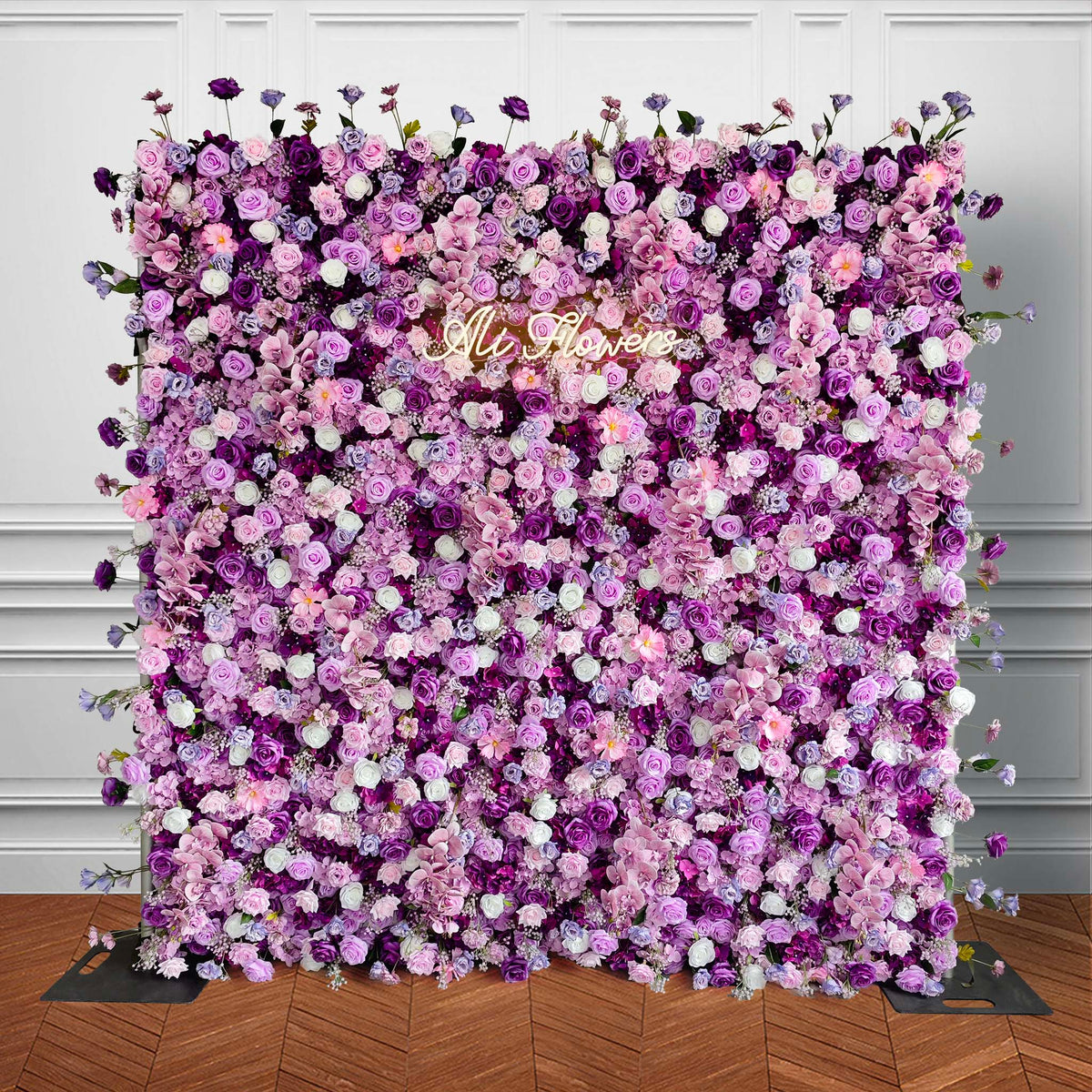lavender flower wall decor Aliflowers 8ft*8ft 3D Purple Silk Rose Flower Wall Backdrop For Wedding Events Parties ALFWL118