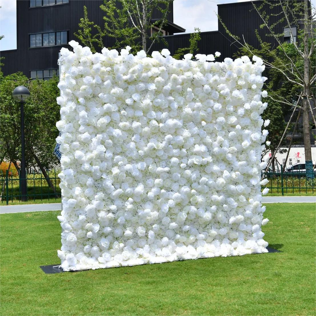 Ali Flowers 5D Pure White Cloth Back Artificial Flower Wall for Wedding Events ALFWL025 - Ali Flowers