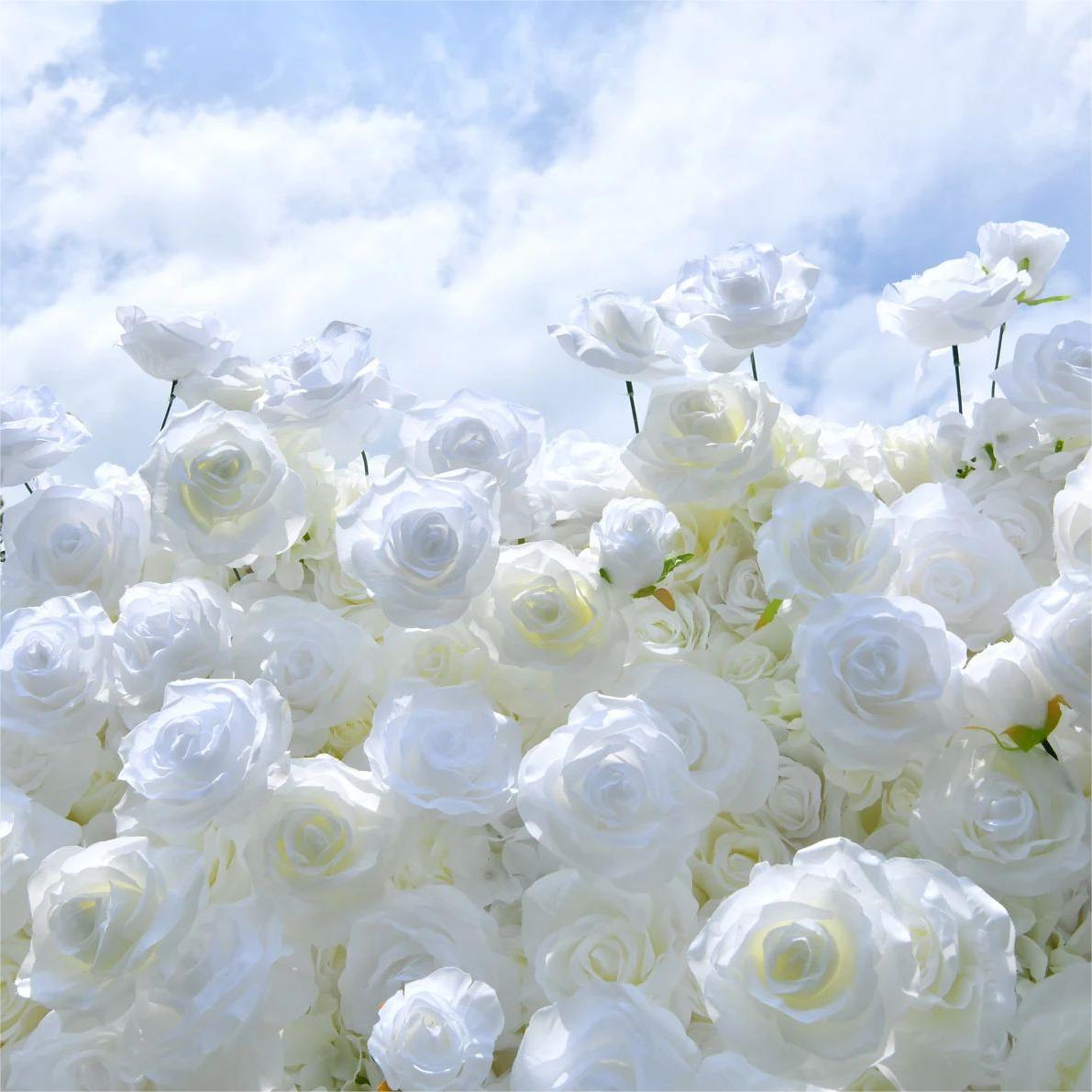 Ali Flowers 5D Pure White Cloth Back Artificial Flower Wall for Wedding Events ALFWL025 - Ali Flowers