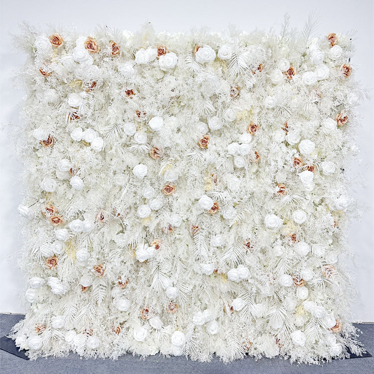 5D White Rose Reed Flower Wall