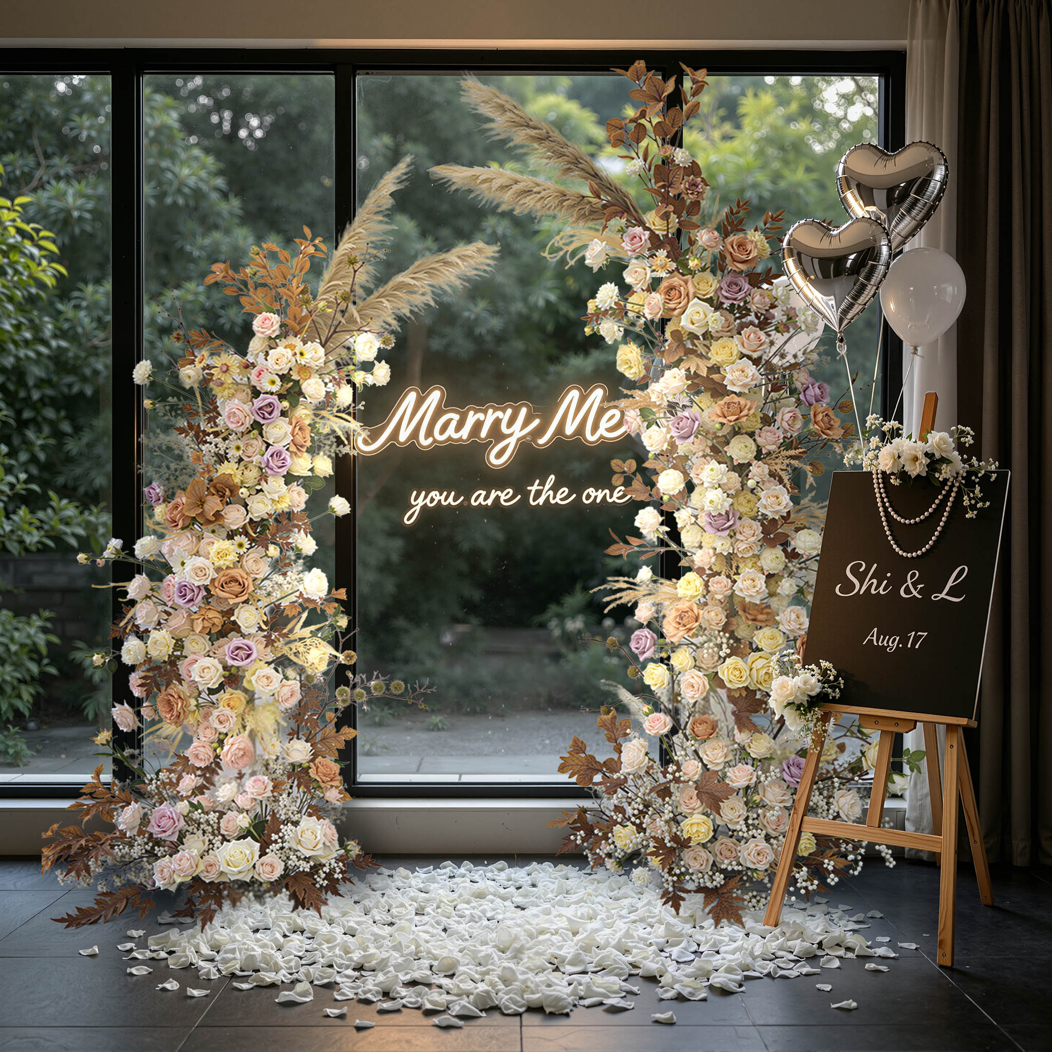 Aliflowers Early Fall Series Pampas Grass Horn Arch Wedding