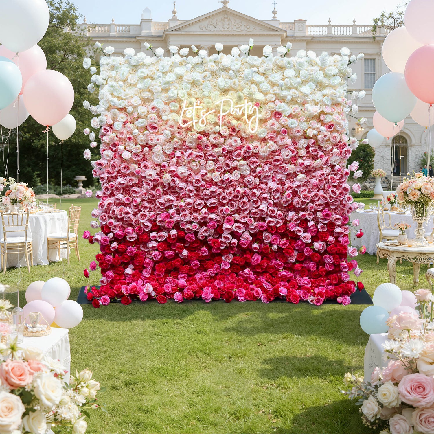 Ali Flowers 5D Gradient Color Artificial Simulation Flower Wall for Wedding Stage Decoration ALFWL018 - Ali Flowers