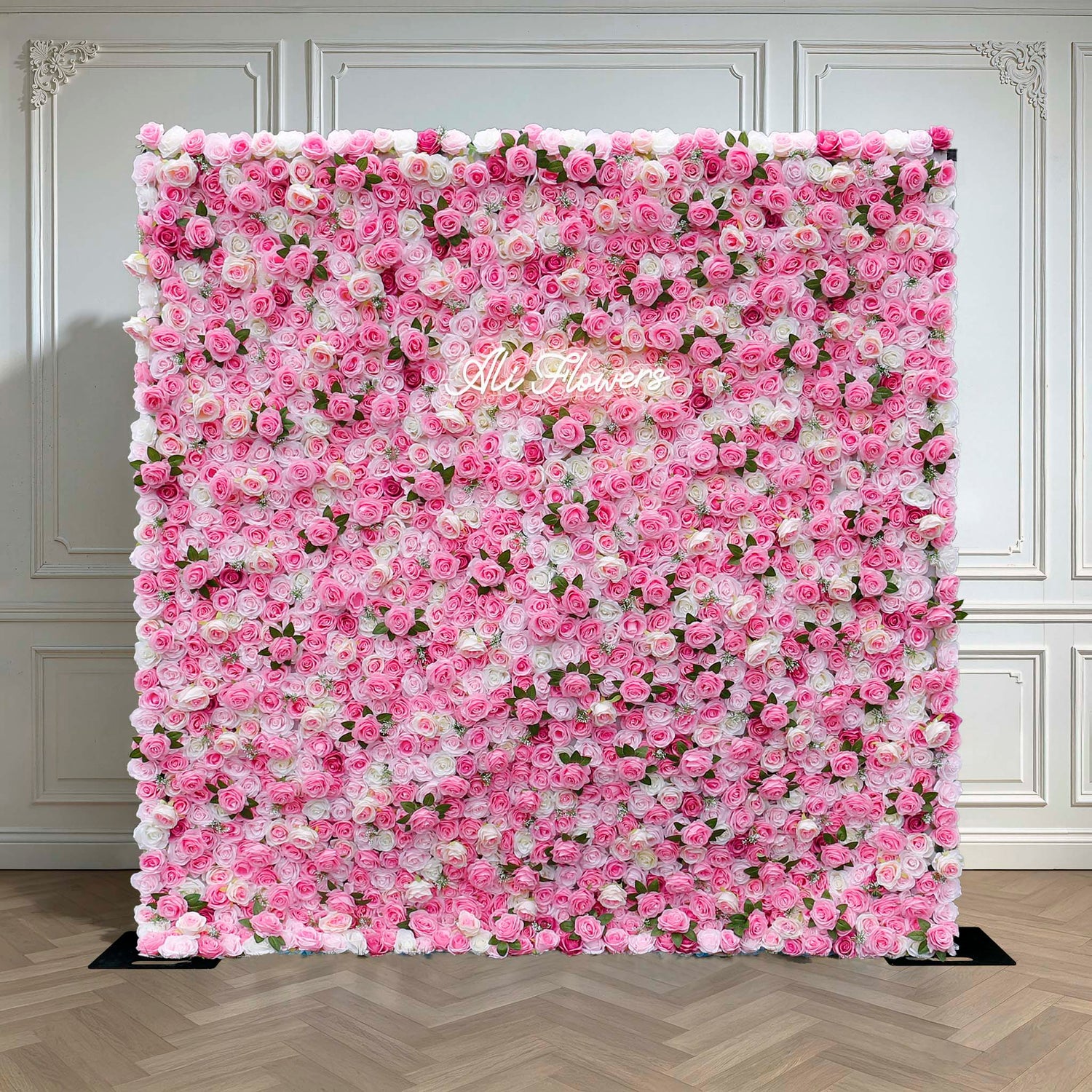 Aliflowers 3D Rose Pink Flower Wall for Outdoor Wedding ALFWL053