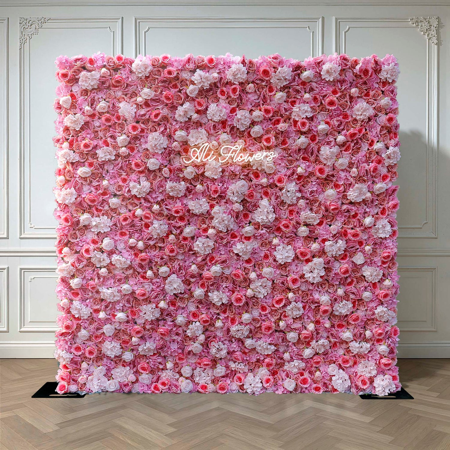 Aliflowers 3D Pink White Peony Hydrangea Flower Wall ALFWL057
