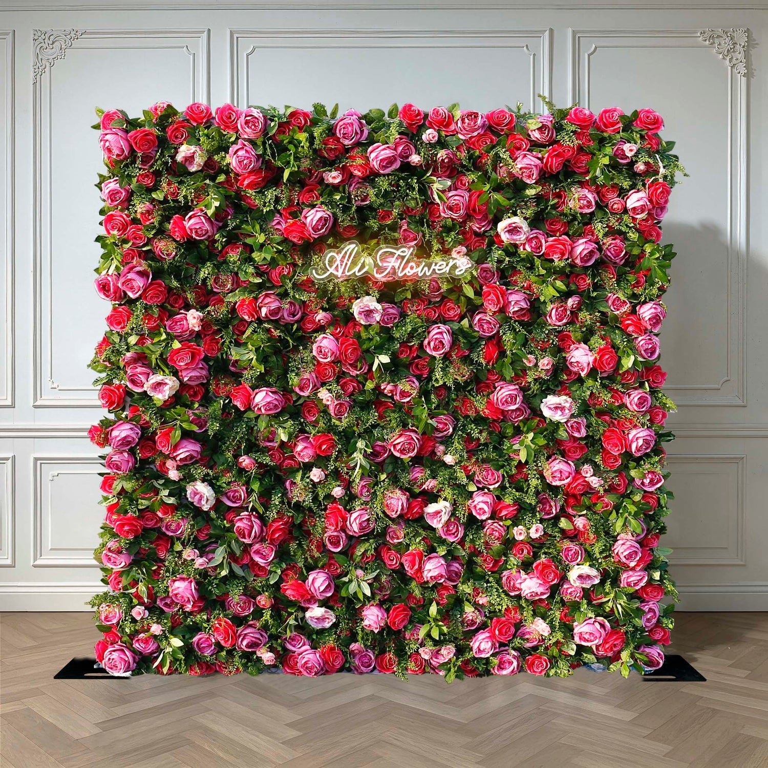 Aliflowers 3D Big Peony with Plant Fabric Floral Backdrop Wall Shopping Mall Window Display ALFWL059
