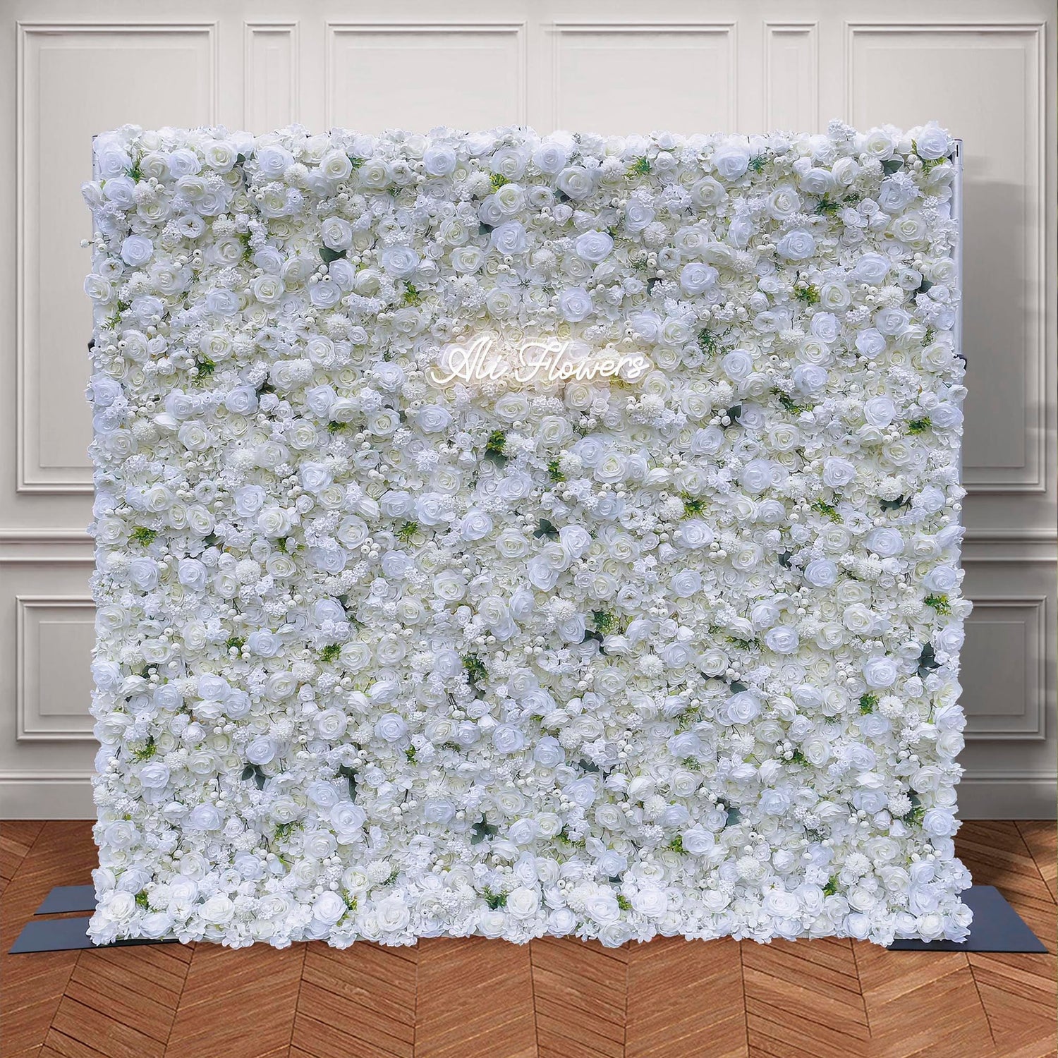 Aliflowers 3D White Rose Artificial Simulation Flower Background Wall for Wedding Event Layout ALFWL074