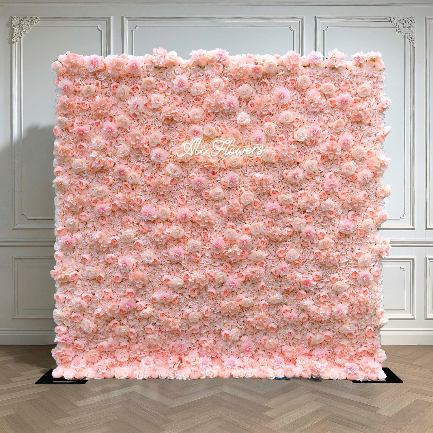 Aliflowers Hydrangea Rose Dalia Curtain Pink 2D Flower Wall Backdrop ALFWL104