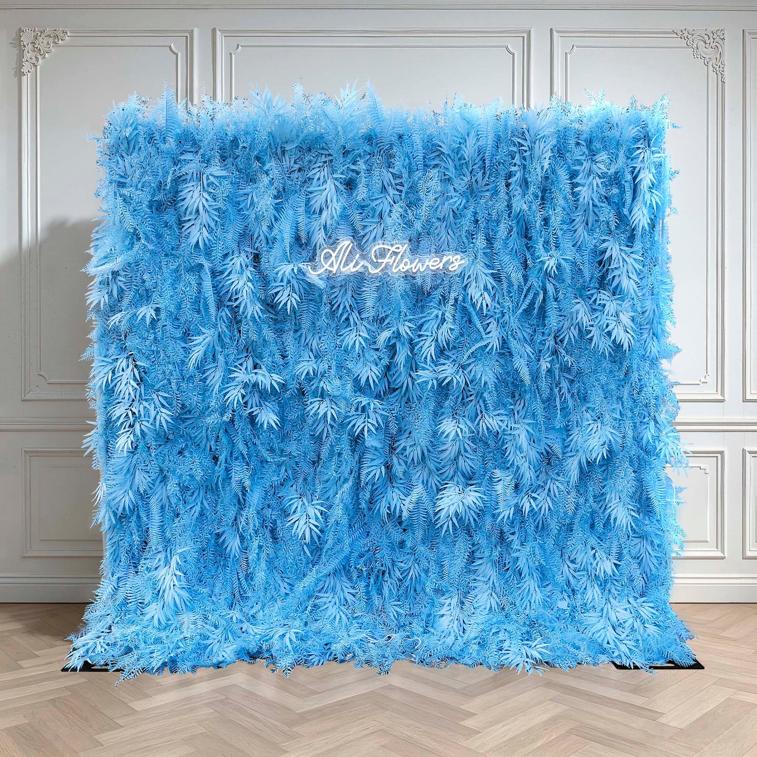 Aliflowers Blue Feathered Foliage Flower Wall for Photo Booth Backdrop ALFWL127