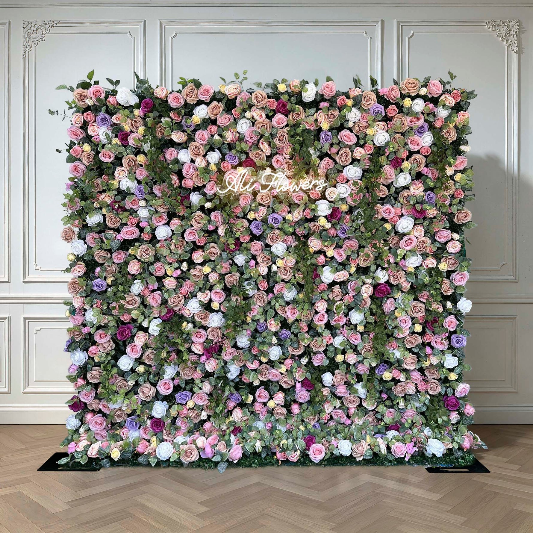 Aliflowers 3D Green Colorful Rose Roller Blind Party Wedding Backdrop Decoration ALFWL193 - Ali Flowers