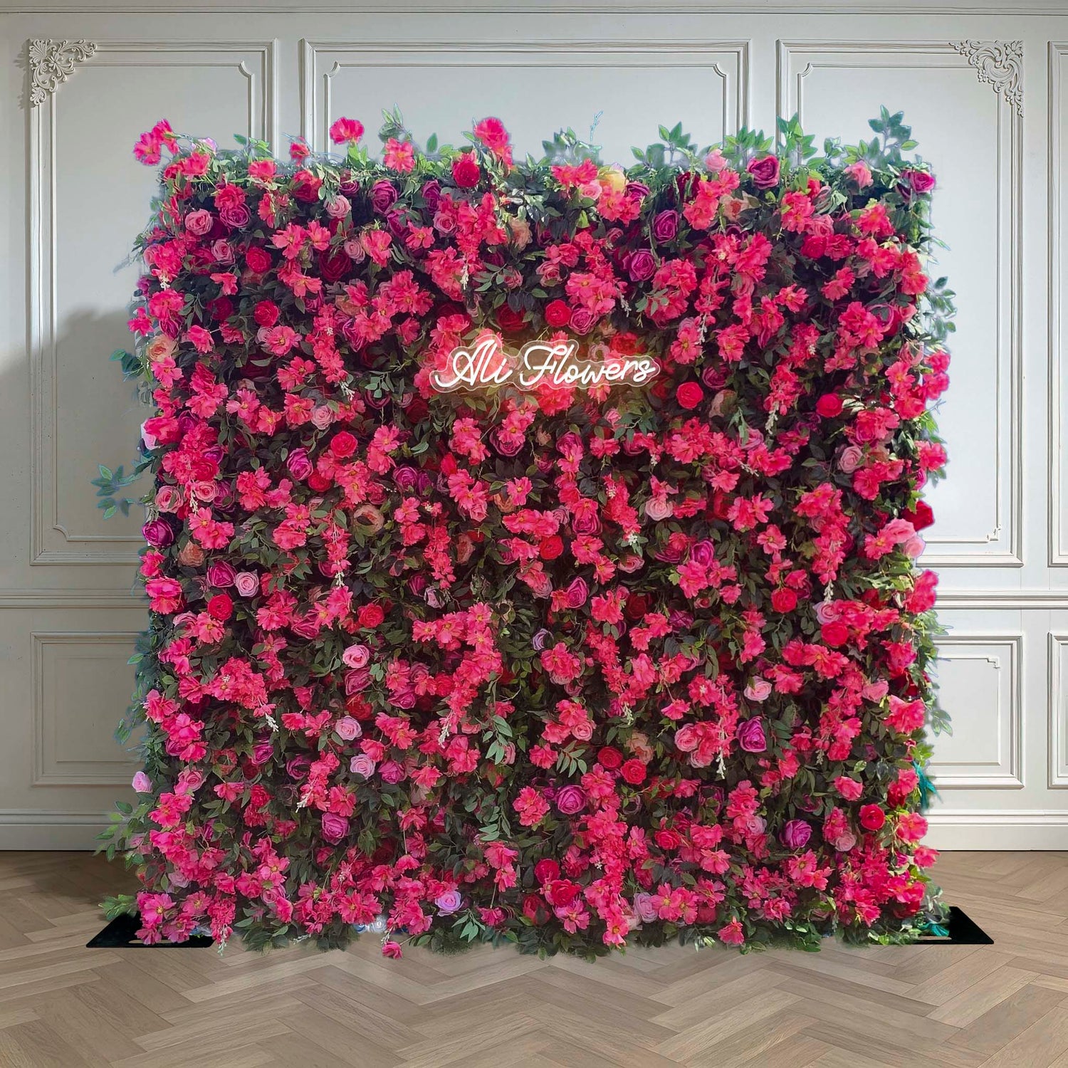 Aliflowers 5D Pink Rose And Green Leaf Floral Roller Blind Flower Wall Decoration ALFWL194