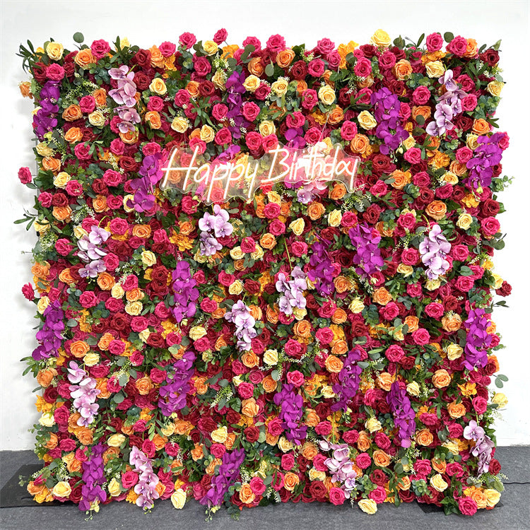 Aliflowers 5D Colorful Artificial Fabric Roller Curtain Floral Party Backdrop Wall ALFWL167