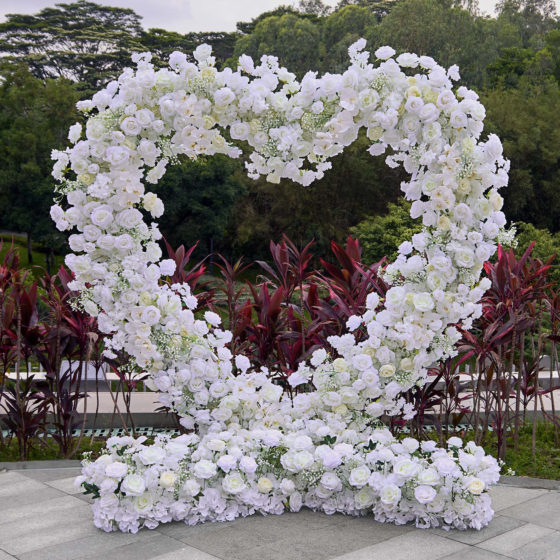 Aliflowers 5D White Rose with Phalaenopsis Orchid Dancing flowers For Wedding Backdrop Arch Frame ALFAH005