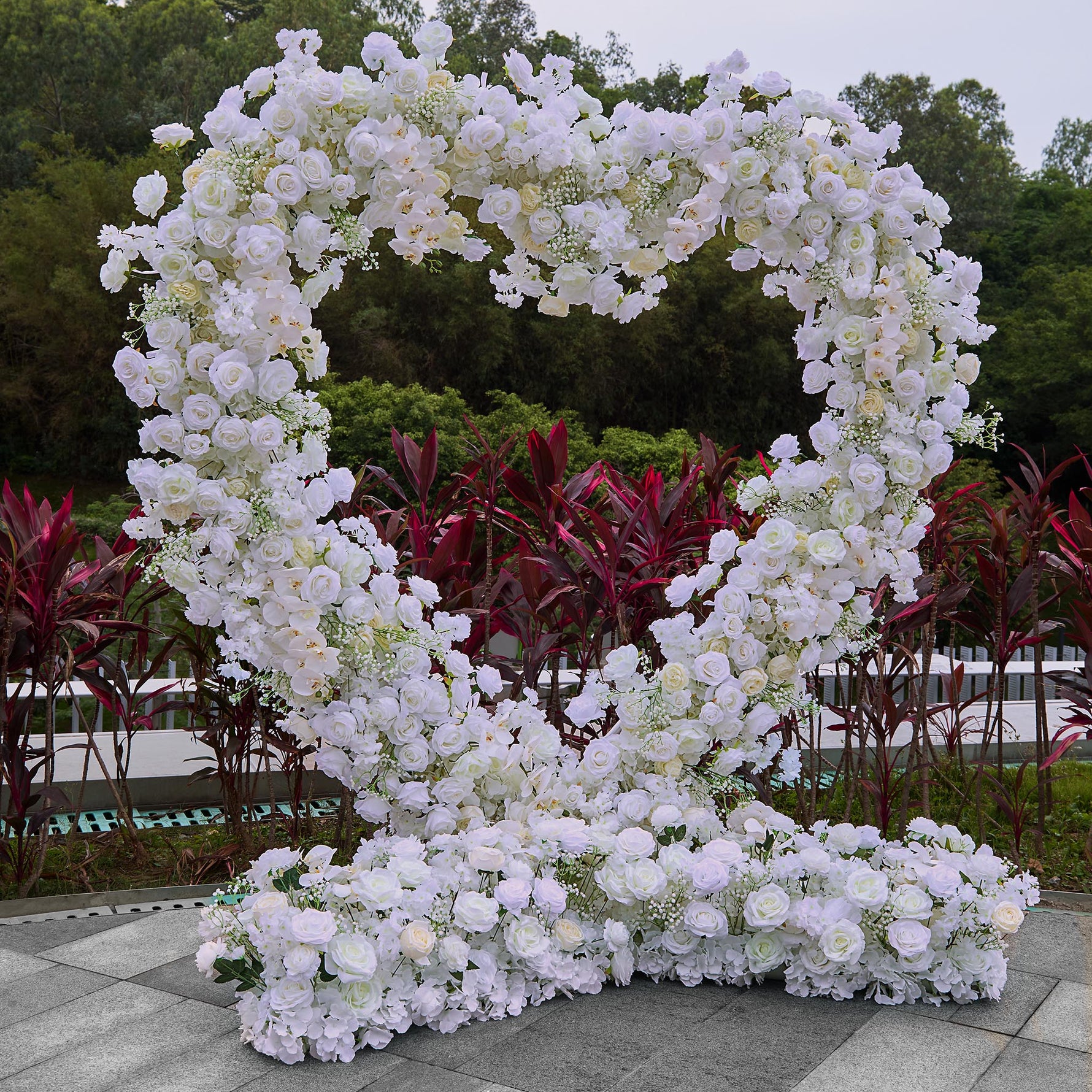 Aliflowers 5D White Rose with Phalaenopsis Orchid Dancing flowers For Wedding Backdrop Arch Frame ALFAH005