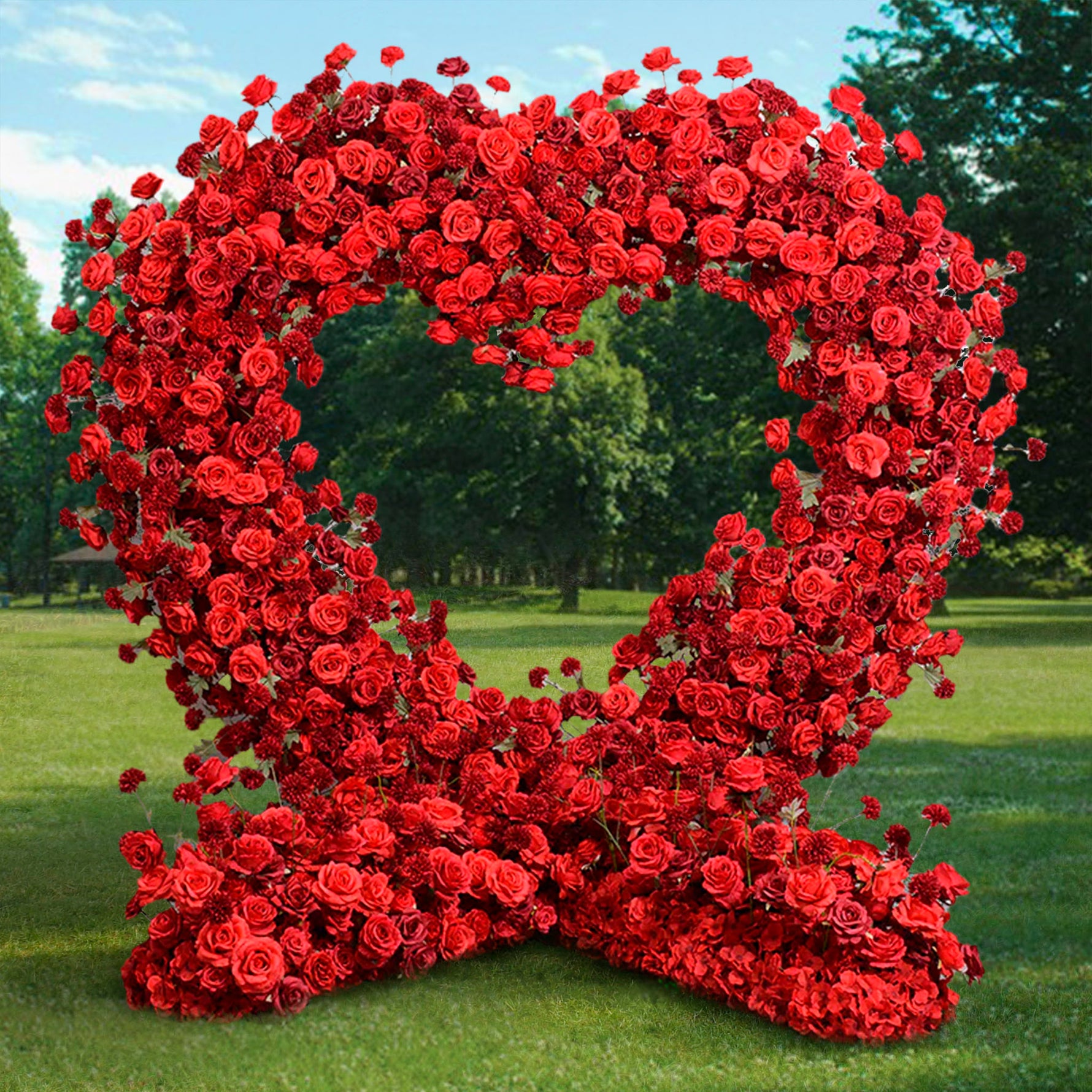 Artificial flower 5D Red Rose Valentine's Day Heart Arch