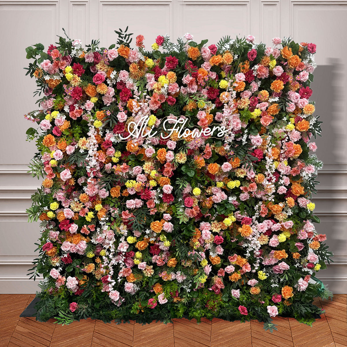 Colorful Floral Fabric Flower Wall