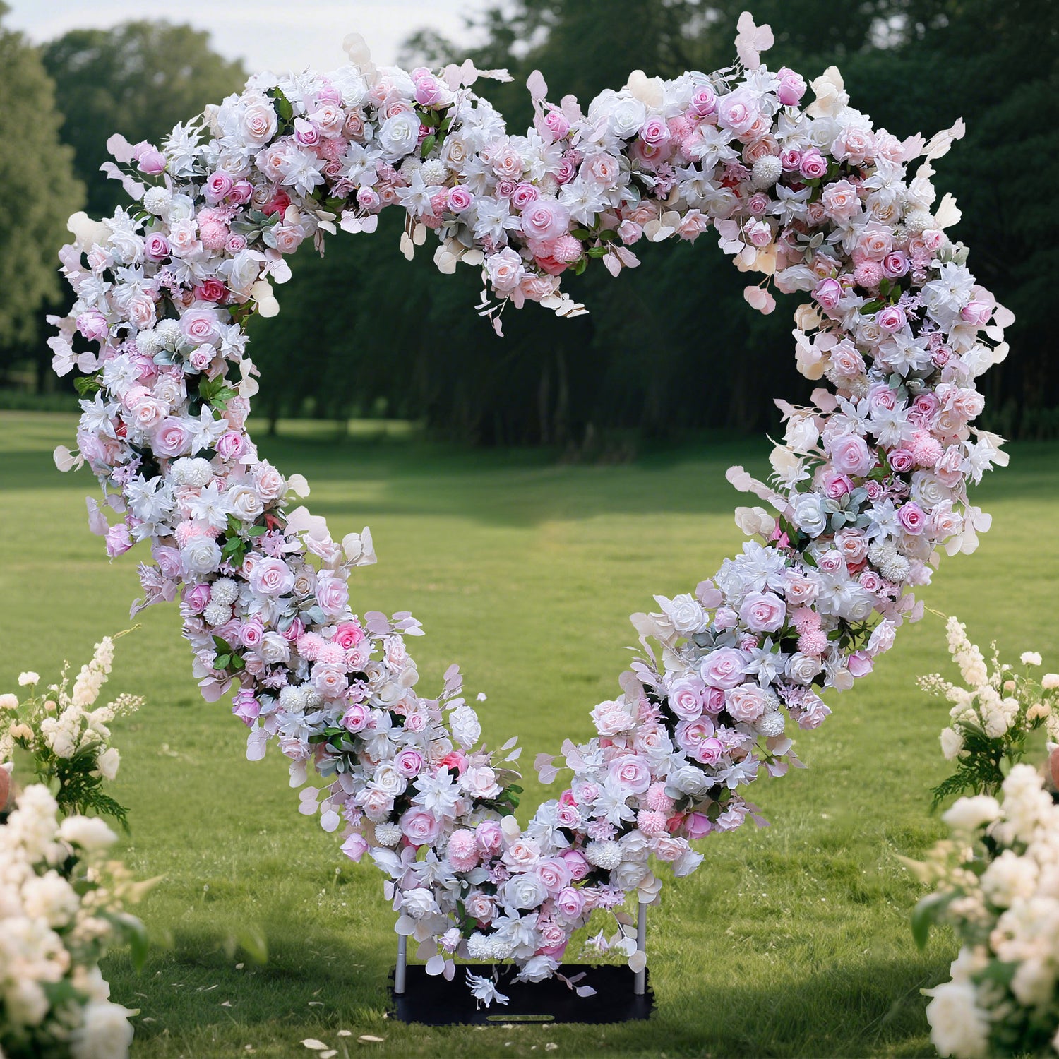 Aliflowers Pink Rose Flower Set Proposal Party Decoration Background Heart-Shaped Arch ALFAH012