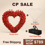 Red Rose Floral Arrangement Heart Arch Stage Flower Stand