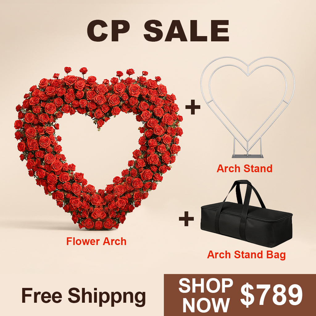 Red Rose Floral Arrangement Heart Arch Stage Flower Stand